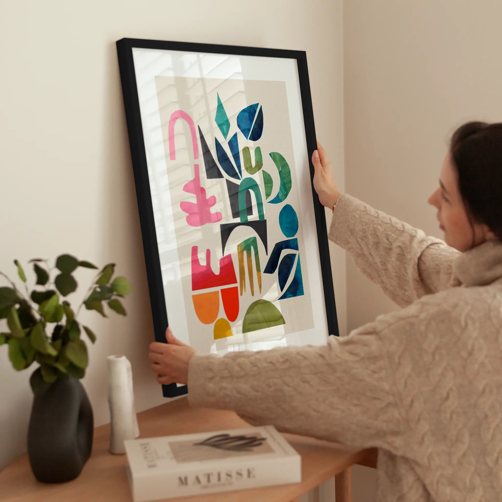 Painted Shapes wird aufgehängt