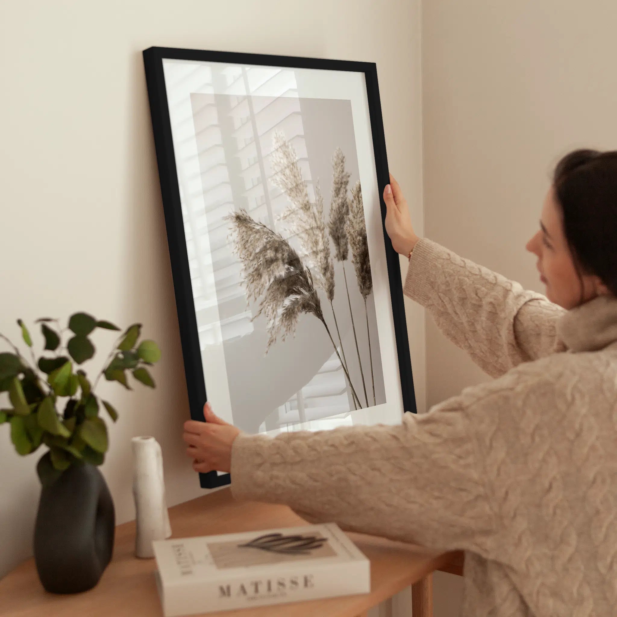 Pampas Grass wird aufgehängt