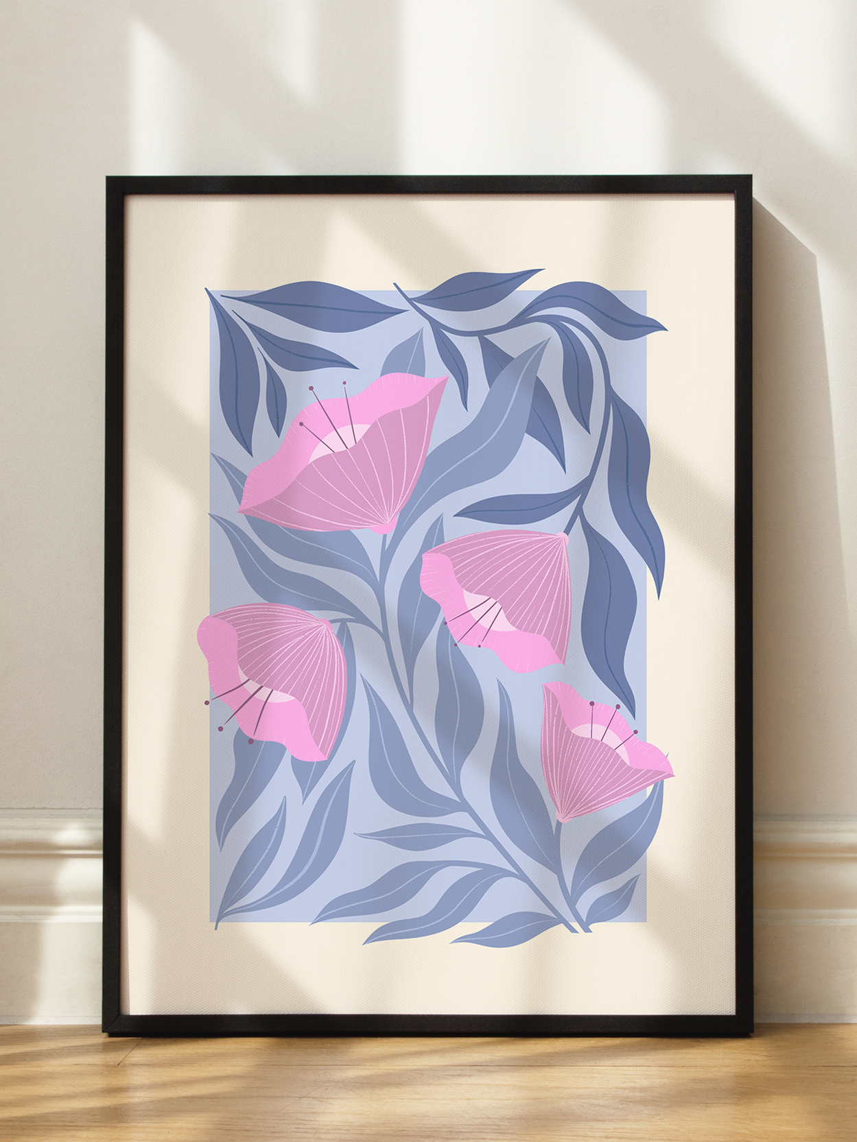 Graphic Pink Flowers Poster