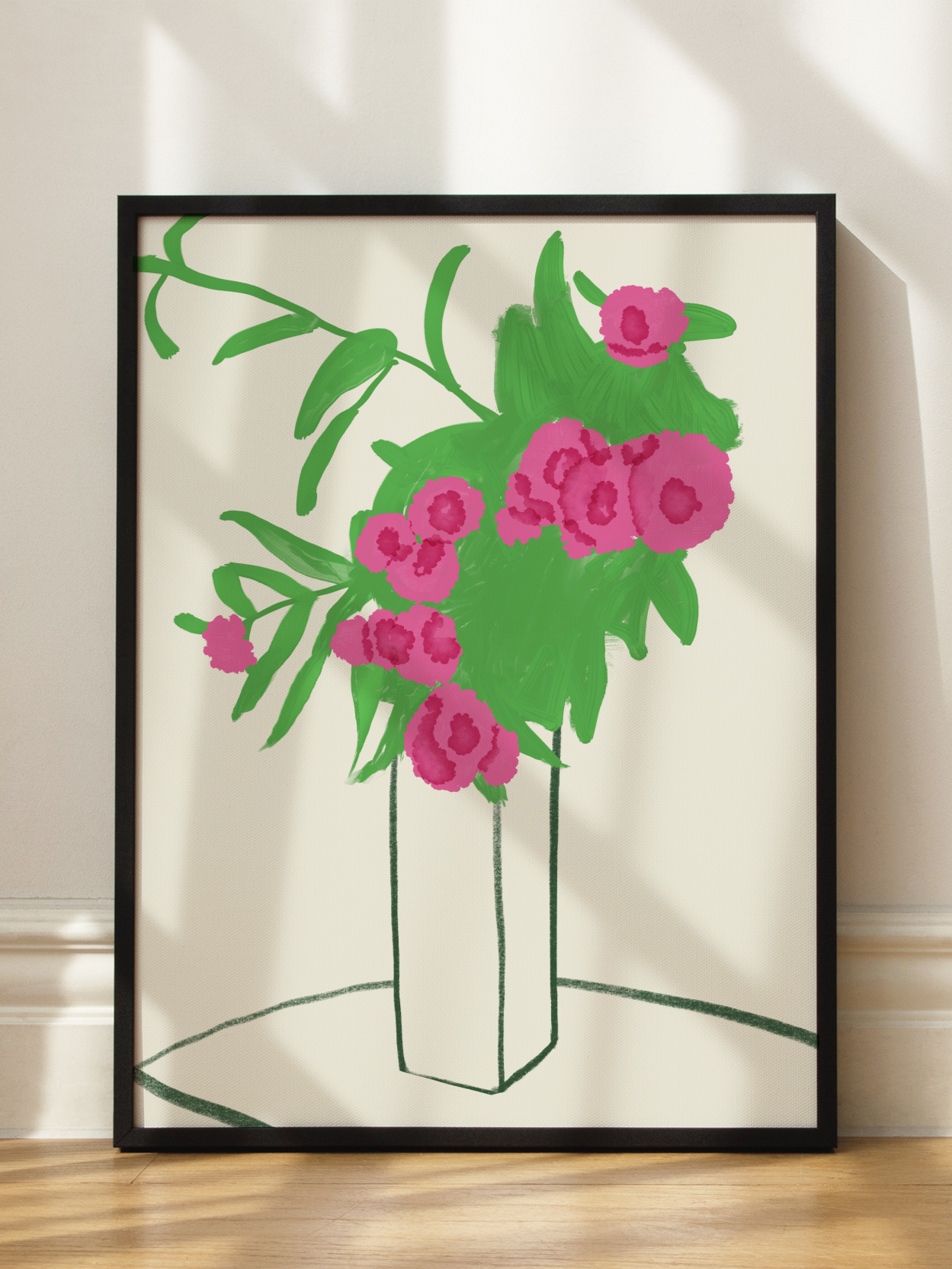 Pink Blossoms in Vase Poster