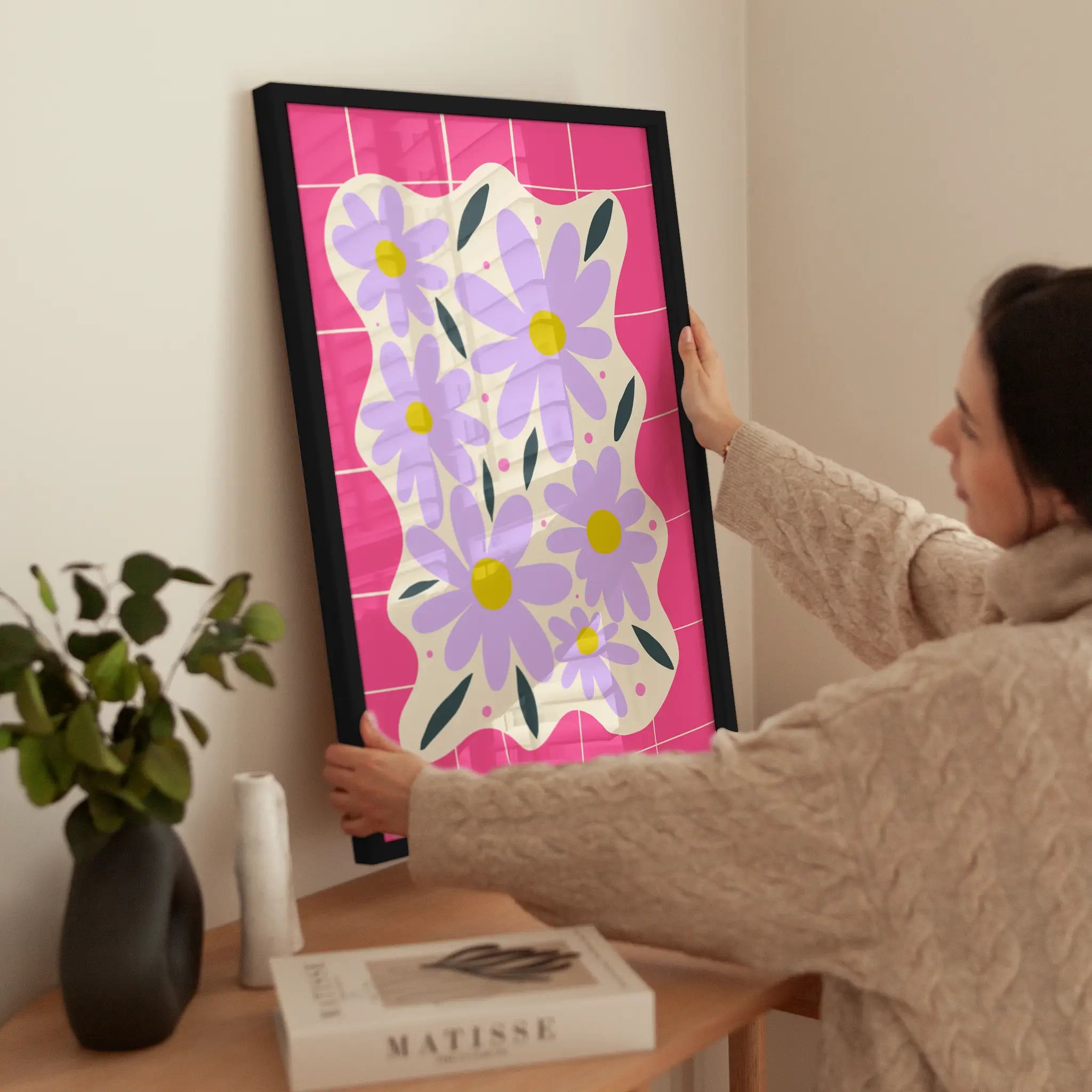 Pink Flower Field wird aufgehängt
