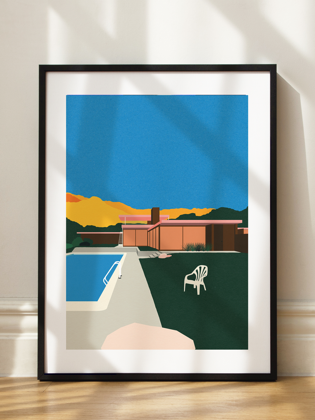 Pink House by the Pool Poster