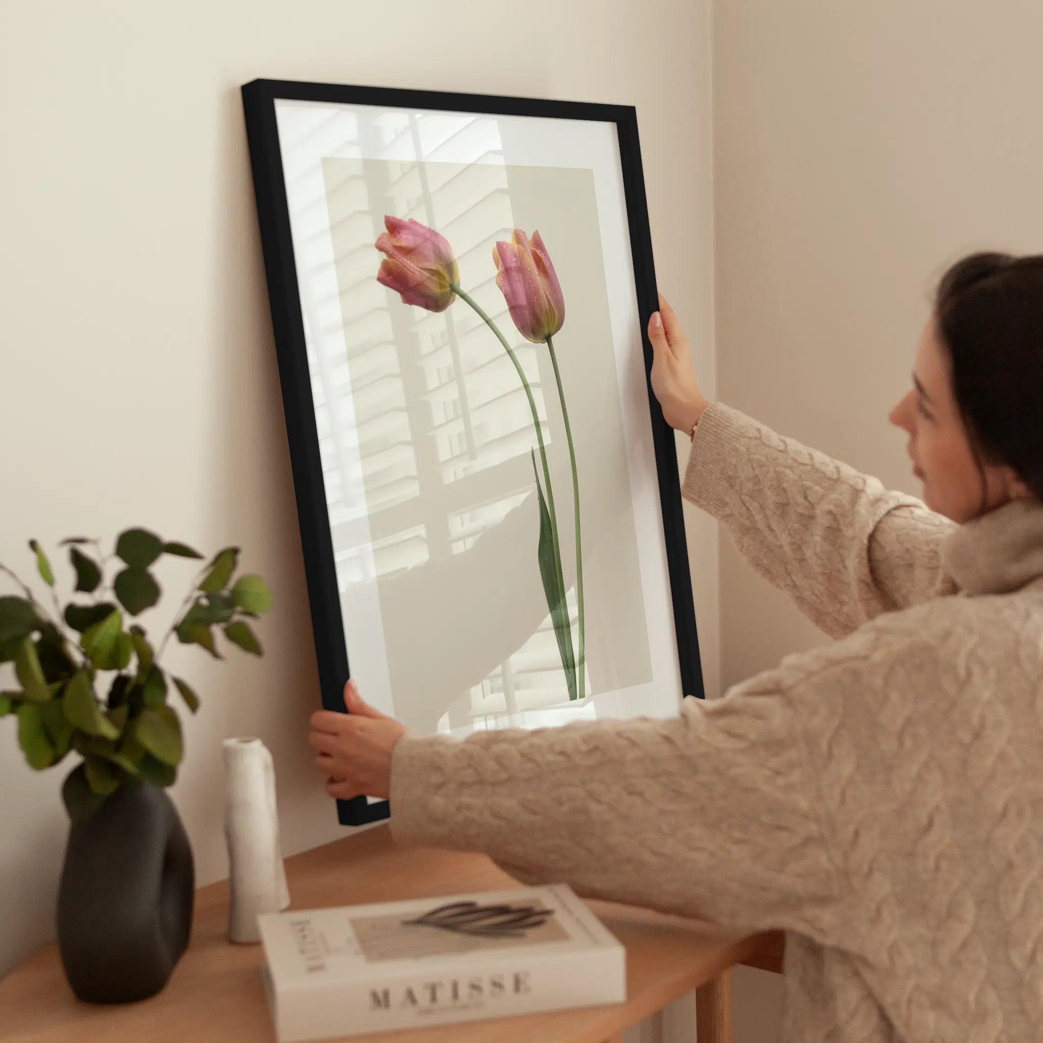 Pink Tulips wird aufgehängt