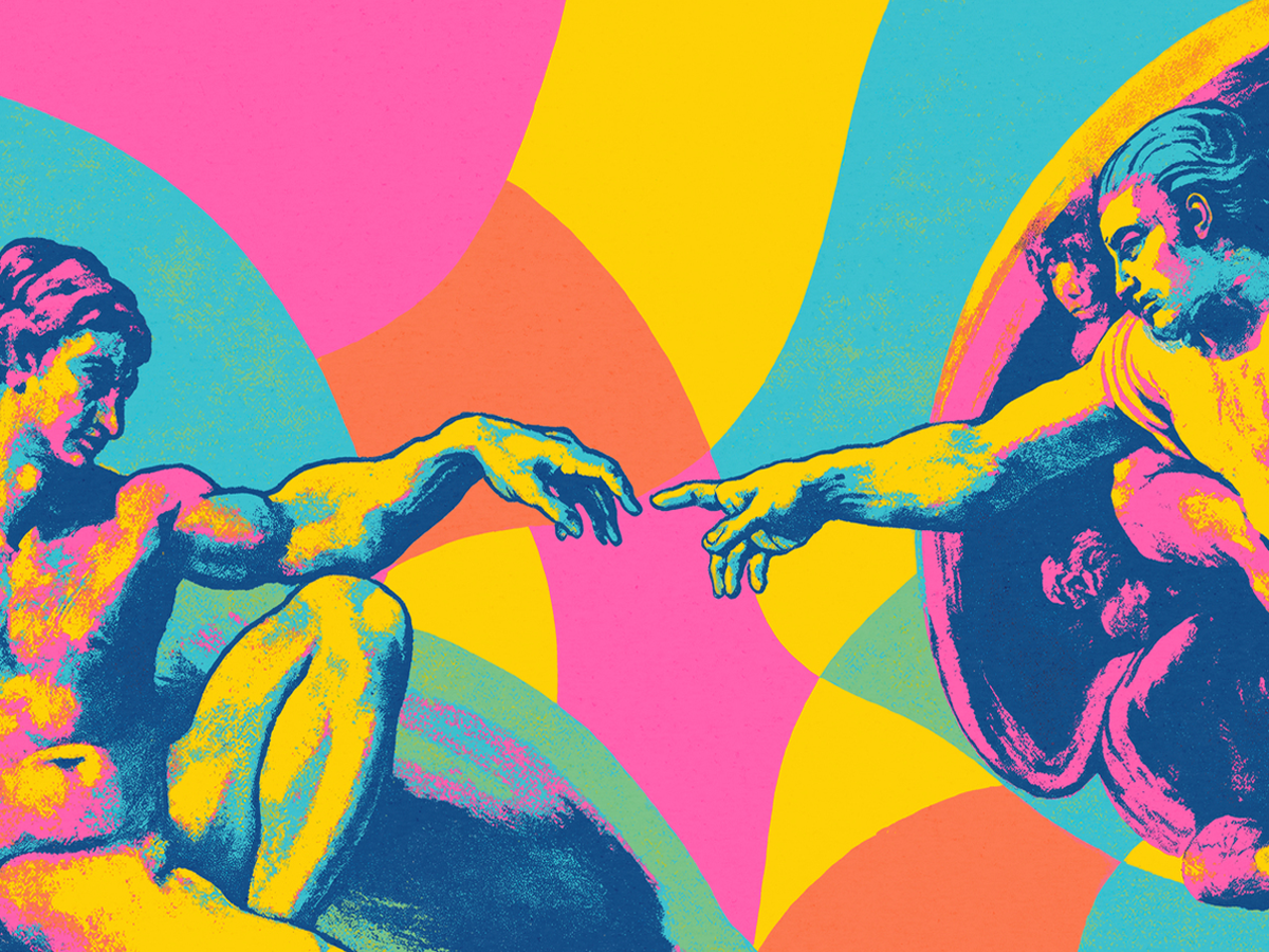 Pop Art Creation of Adam Poster