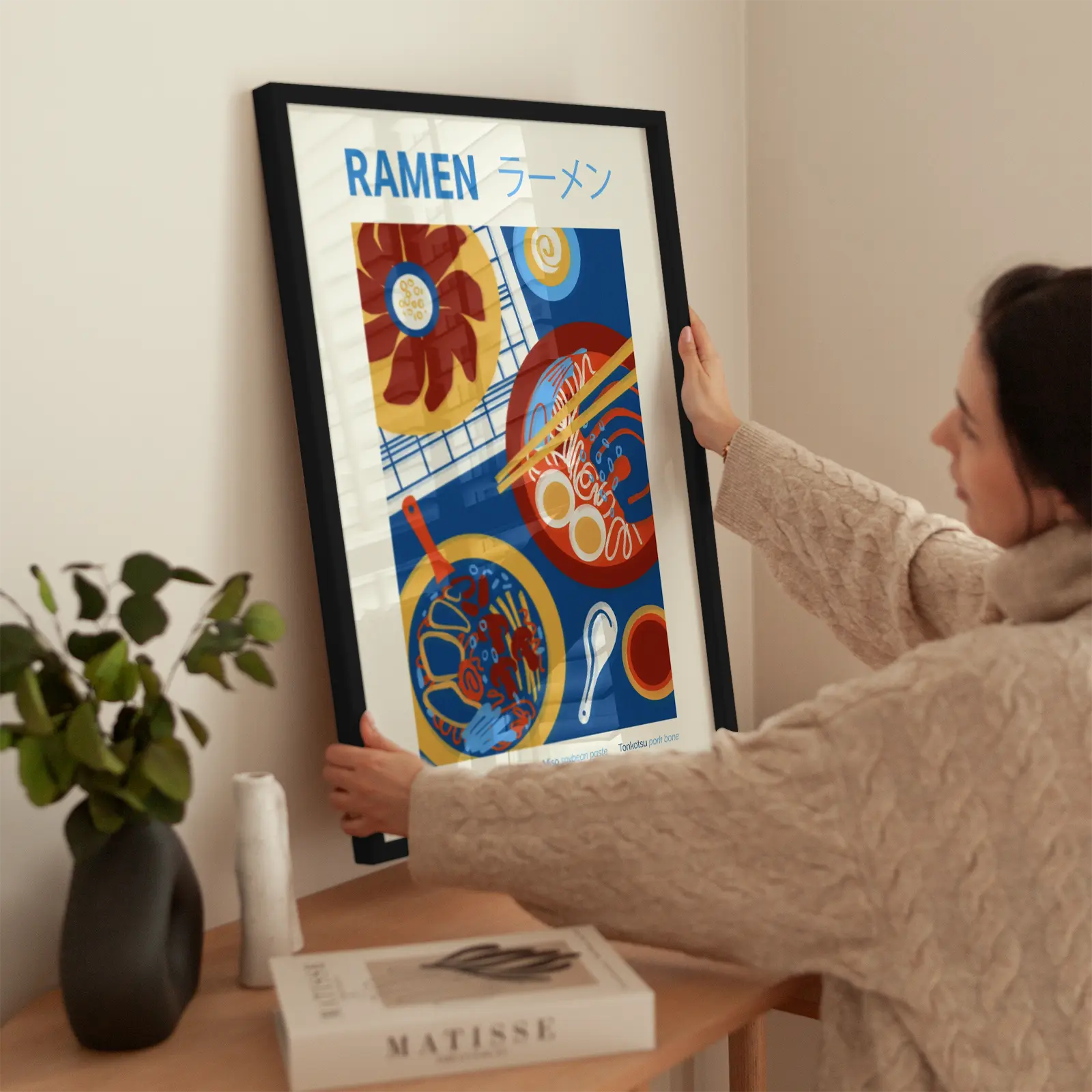 Ramen wird aufgehängt