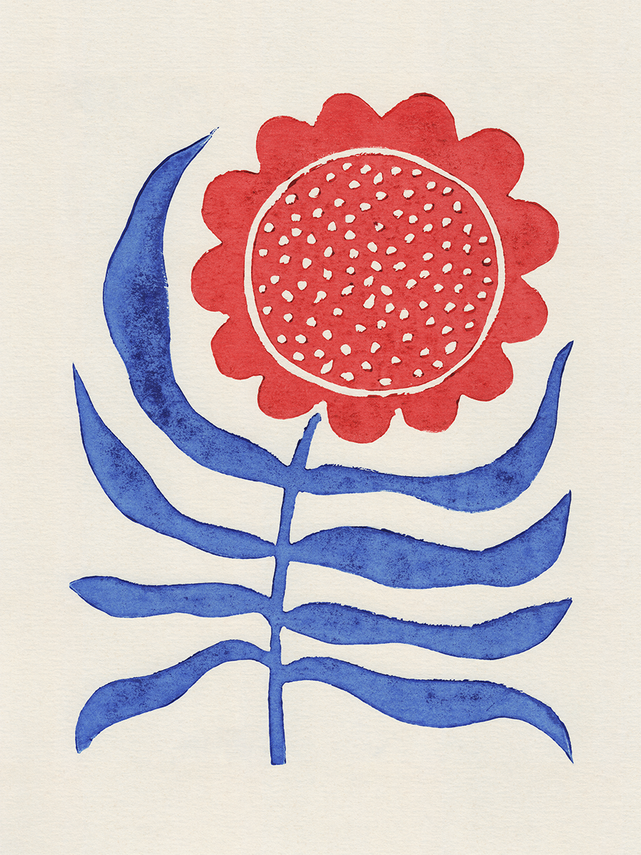 Red Blue Flower Poster