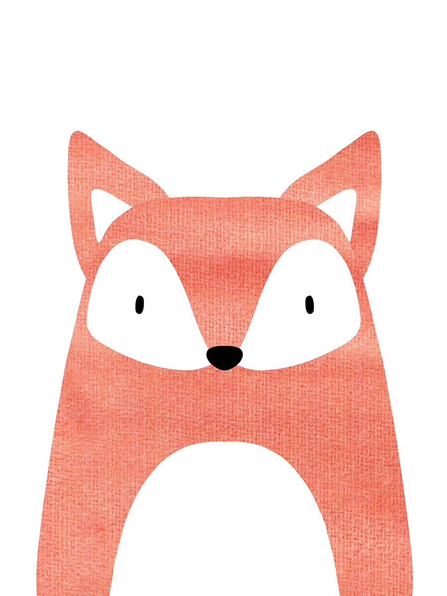 Illustration eines roten Fuchses auf weißem Hintergrund.