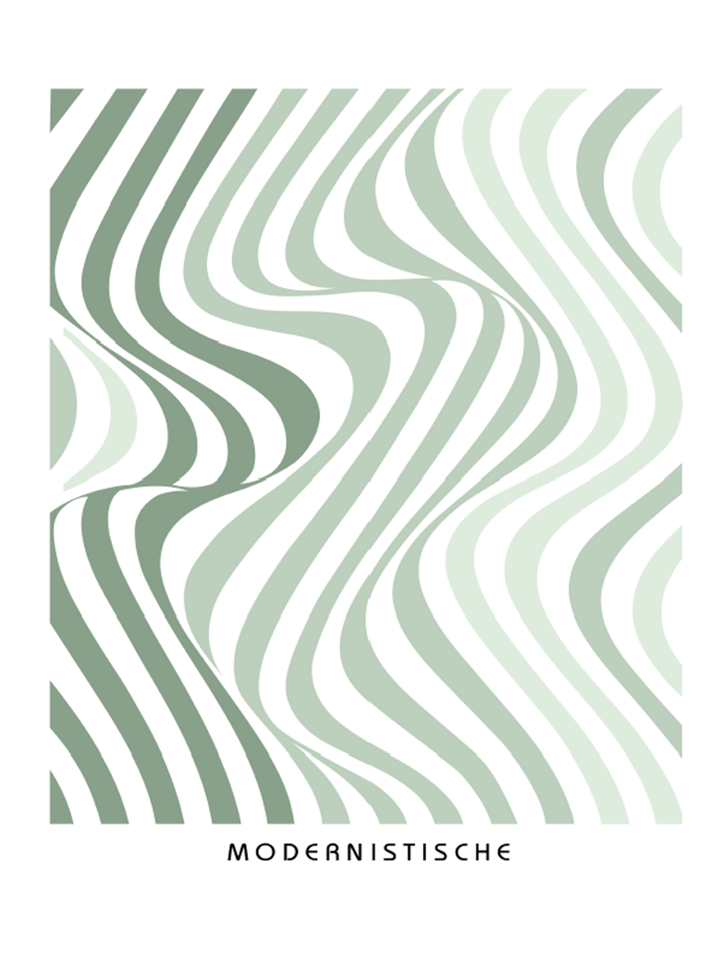 Poster mit abstraktem grün-weißem Muster und dem Text "Modernistische" darunter.