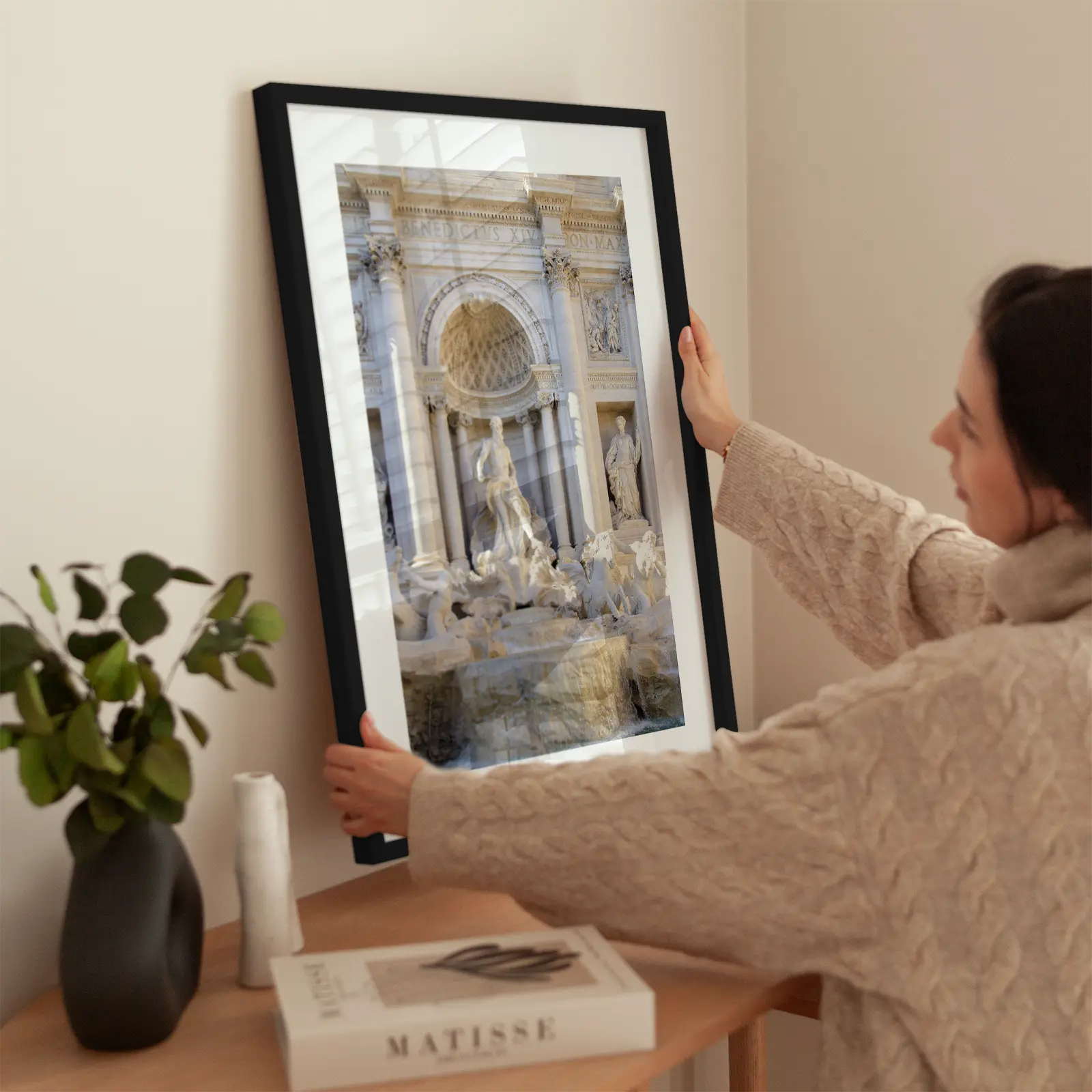 Roman Statue wird aufgehängt