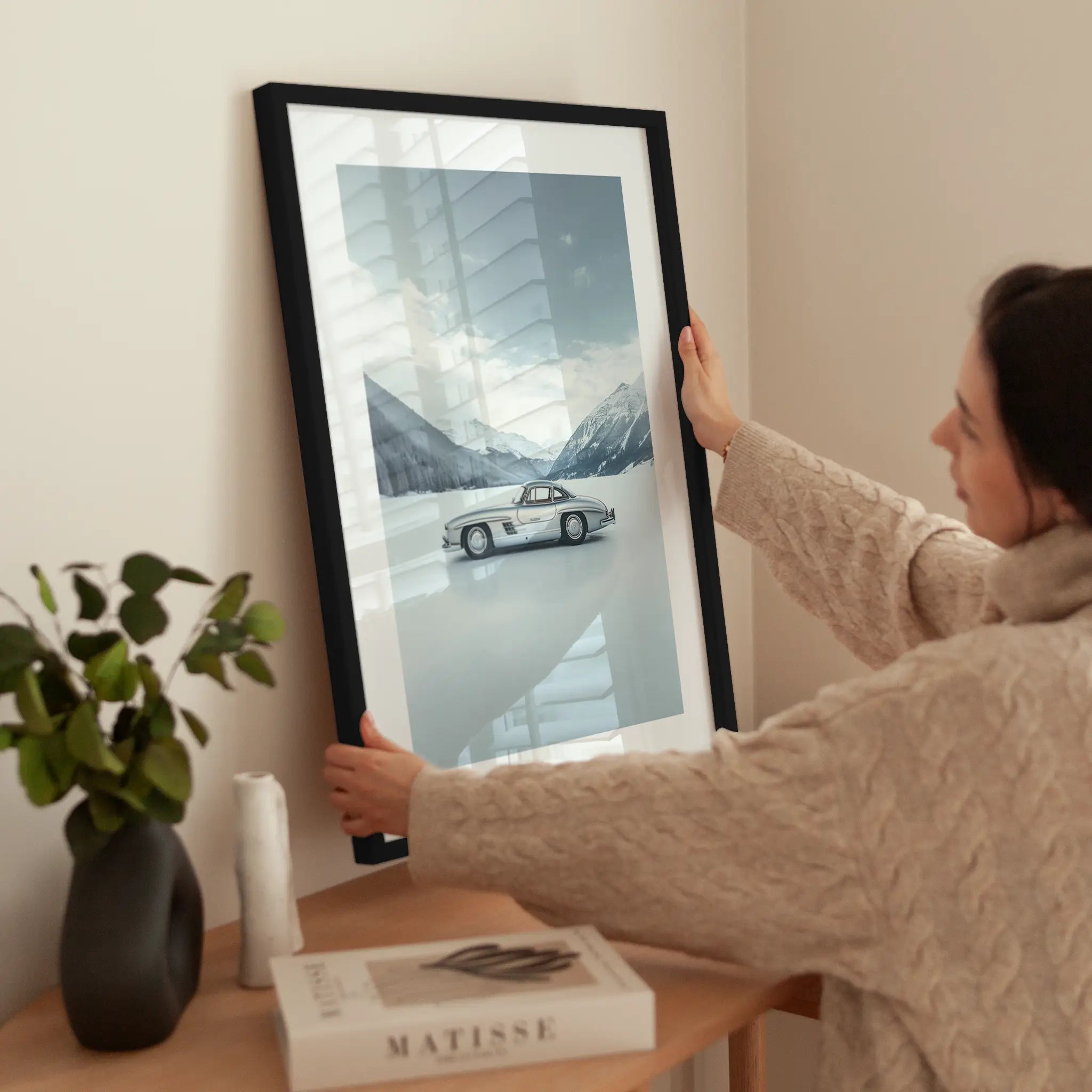 Silver Classic Car wird aufgehängt