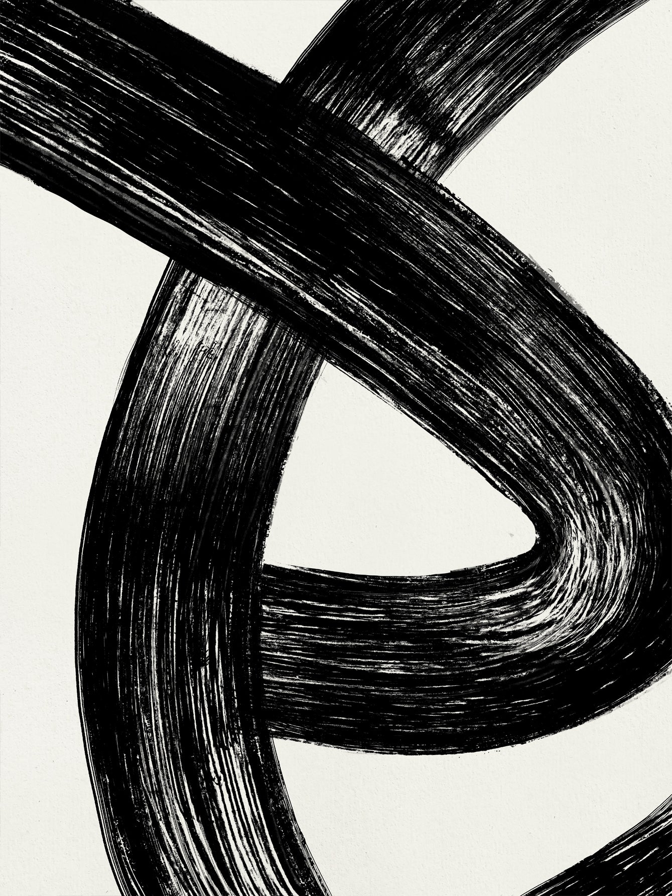 Schwarz-weiße Illustration einer abstrakten Schleife auf grauem Hintergrund.