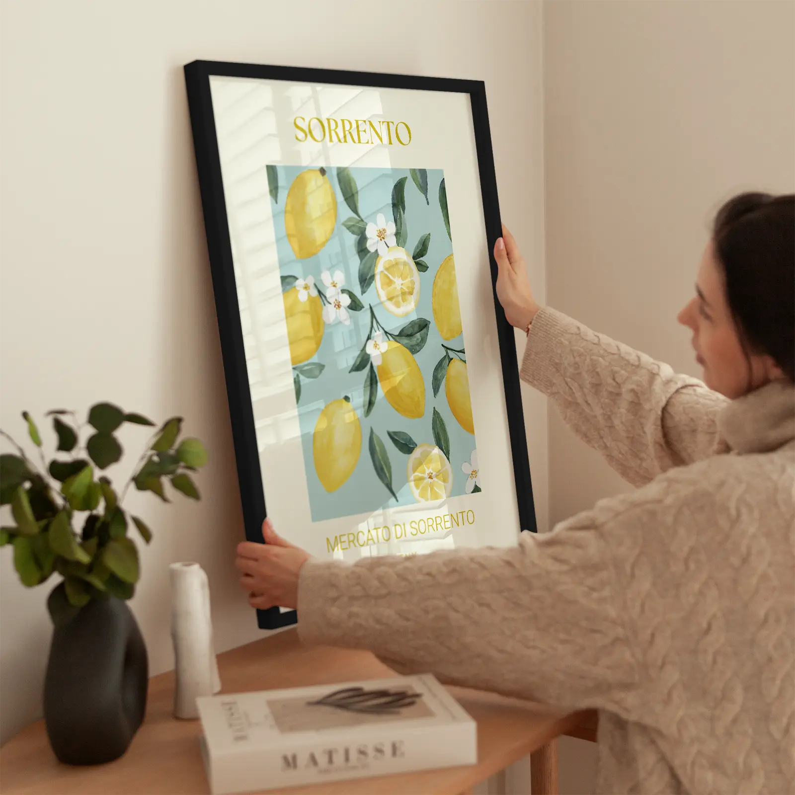 Sorrento Lemons wird aufgehängt