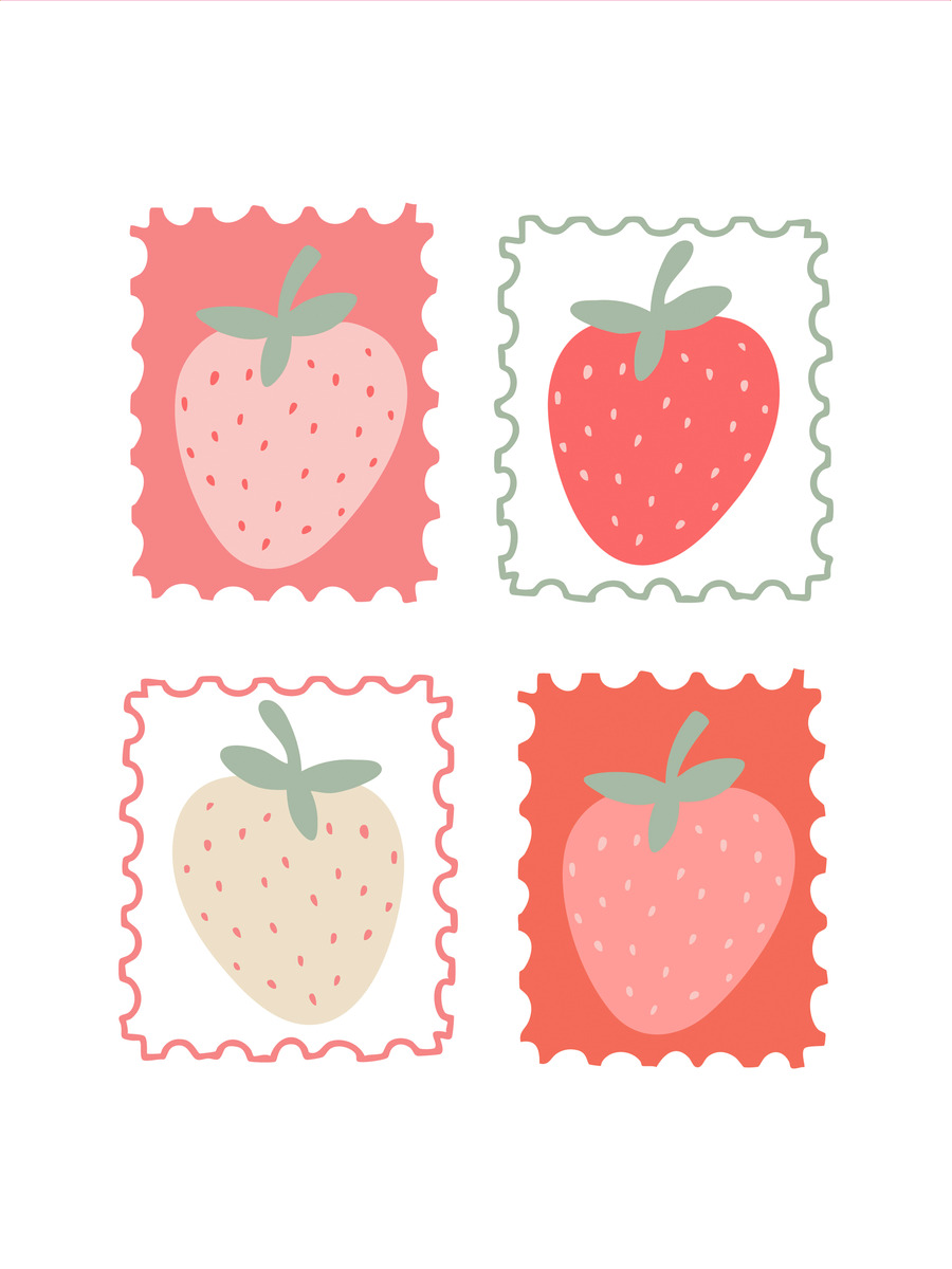 Strawberry Stamps Poster