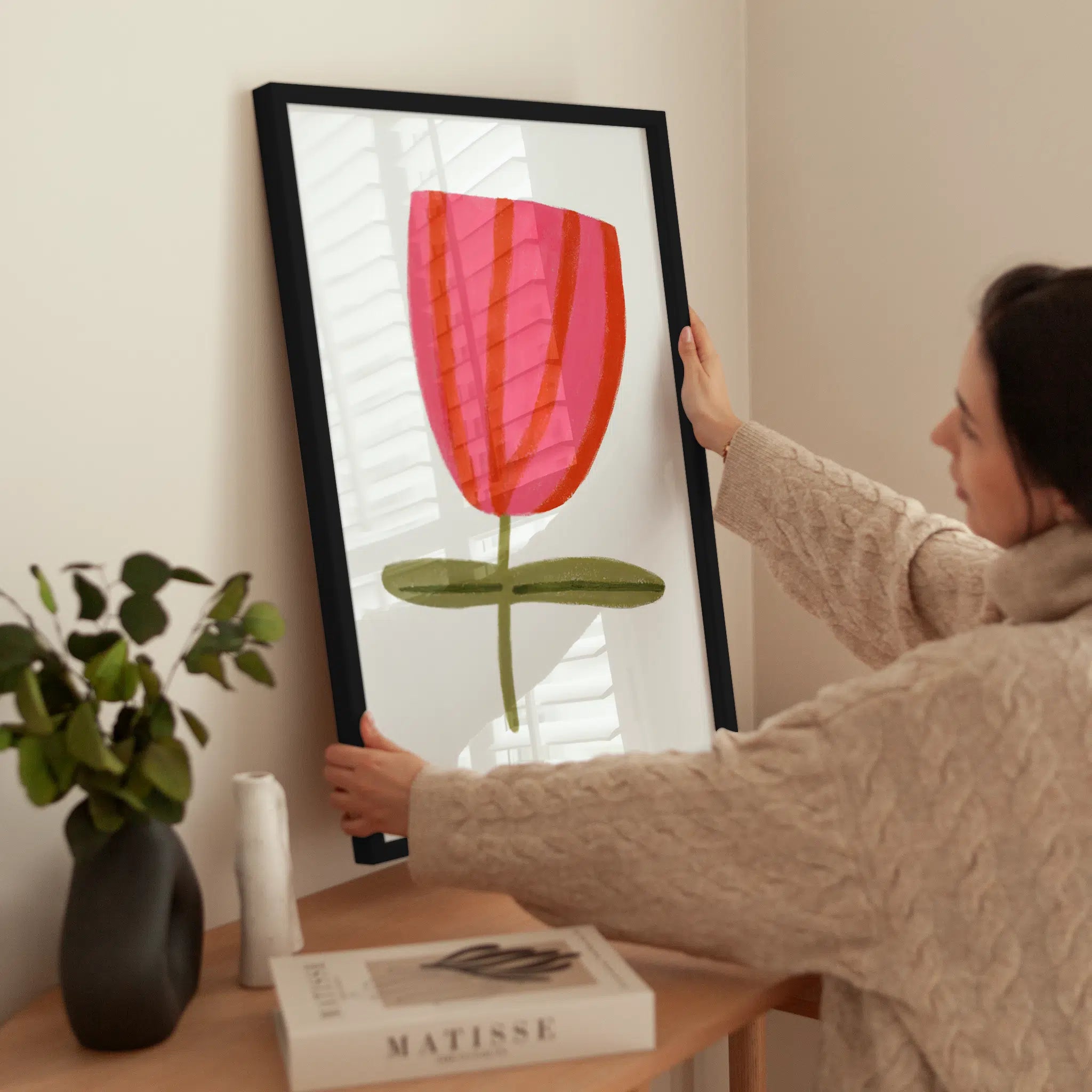 Striped Flower wird aufgehängt