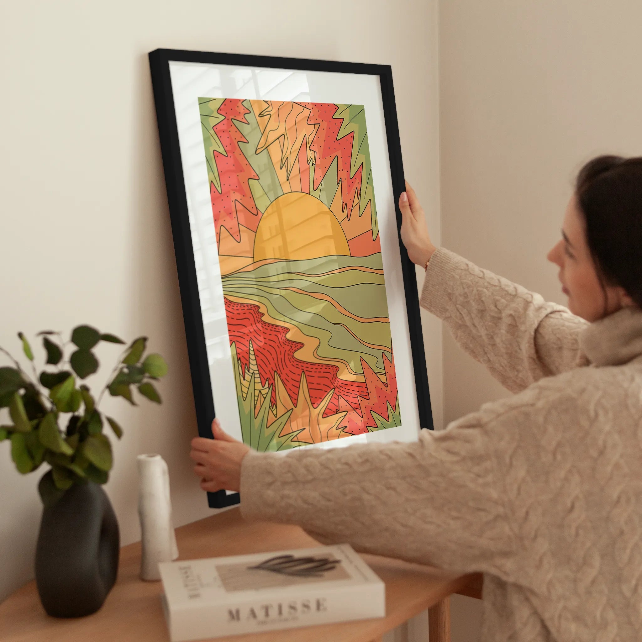 Colorful Sunset wird aufgehängt