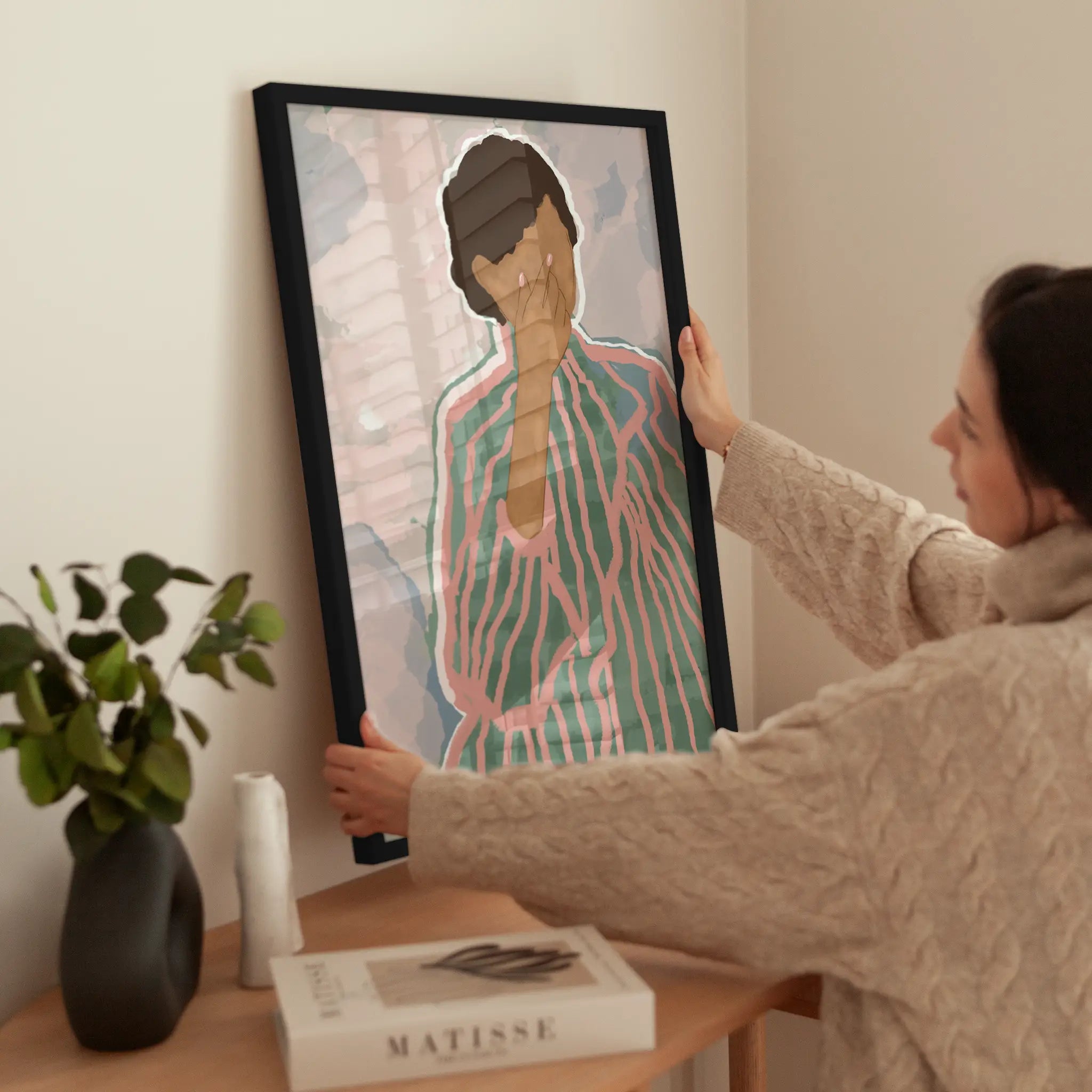 Striped Sweater wird aufgehängt