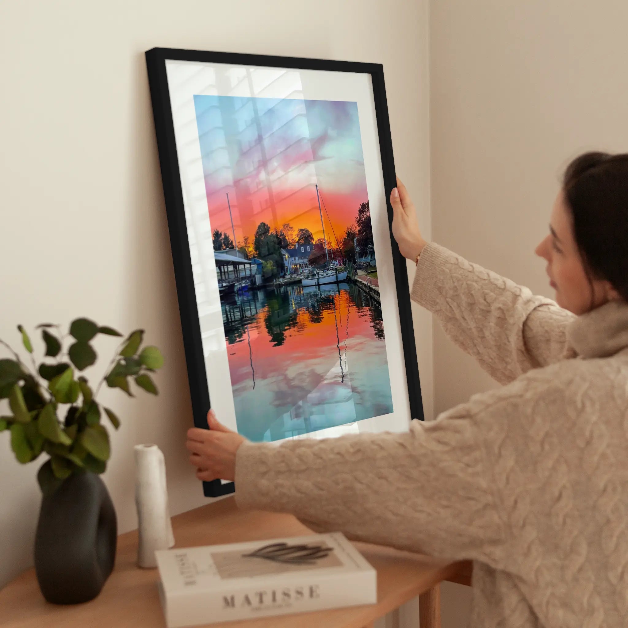 Sunset Harbor wird aufgehängt