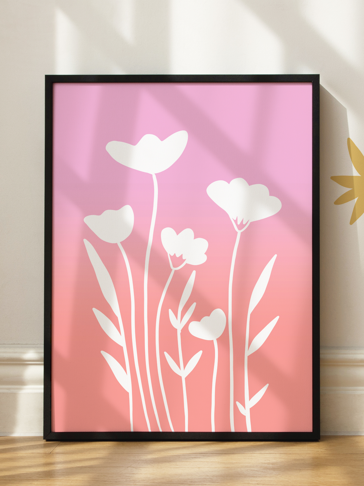 White Flowers on Gradient