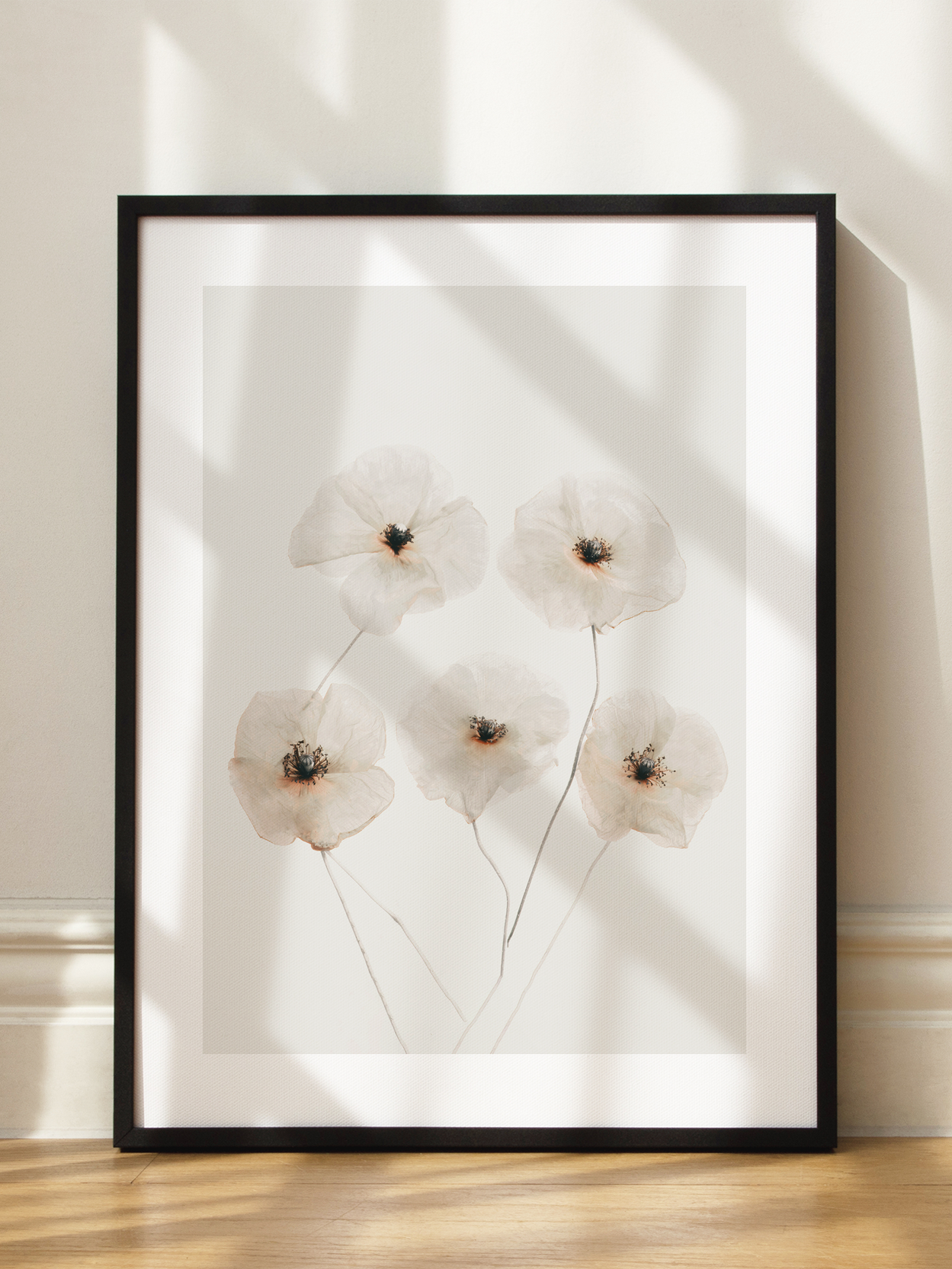 White Poppy Bouquet Poster