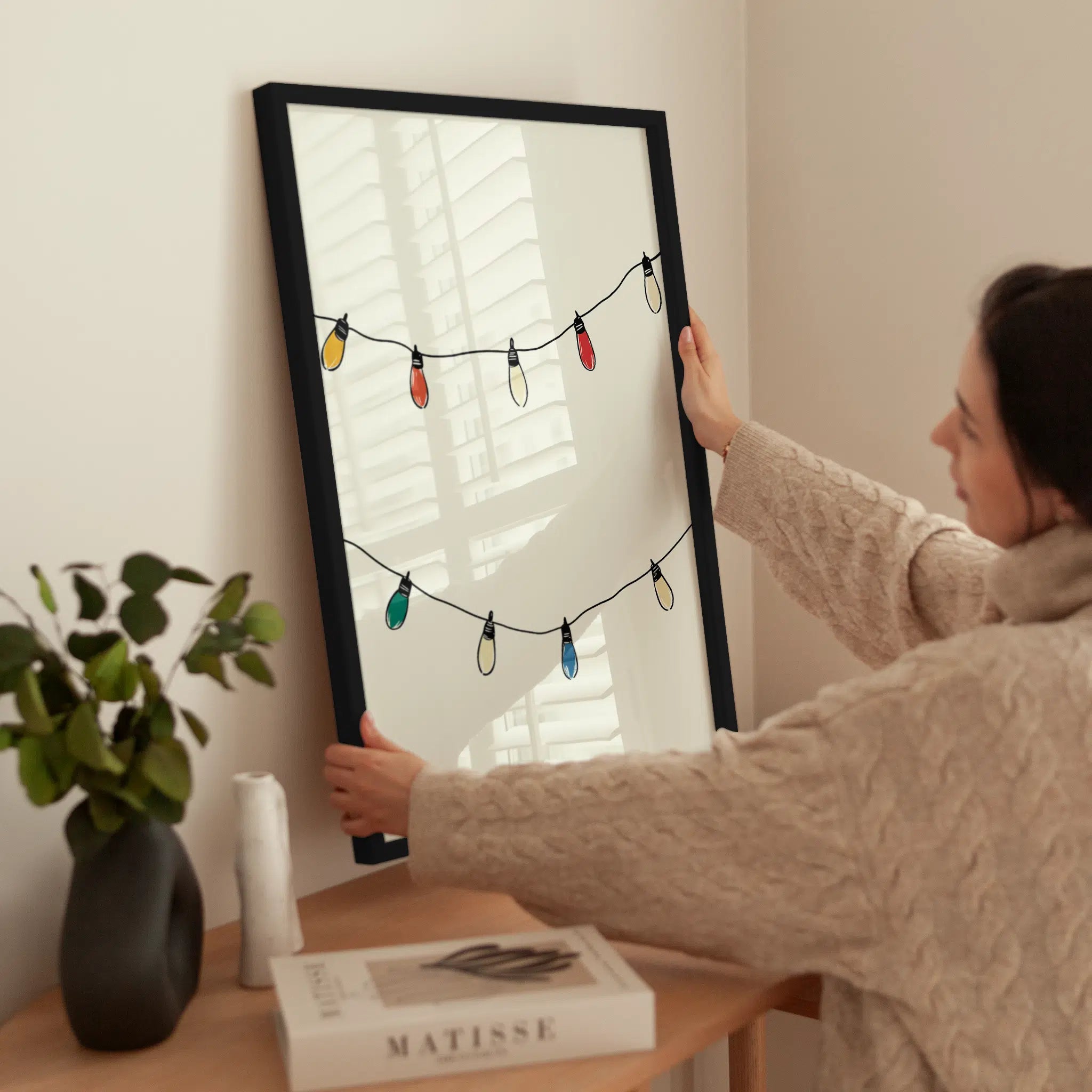 String Lights wird aufgehängt
