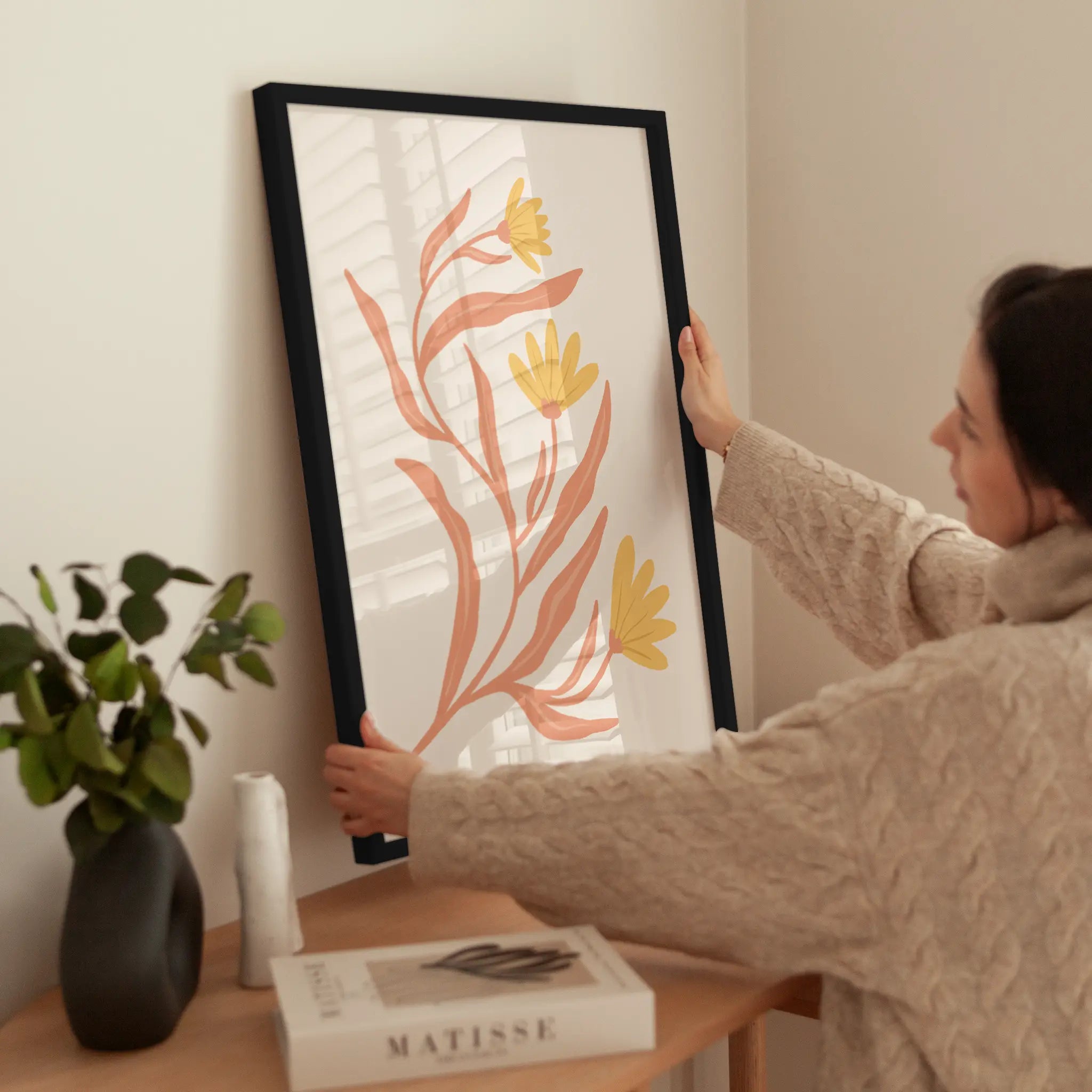 Yellow Botanical No1 wird aufgehängt
