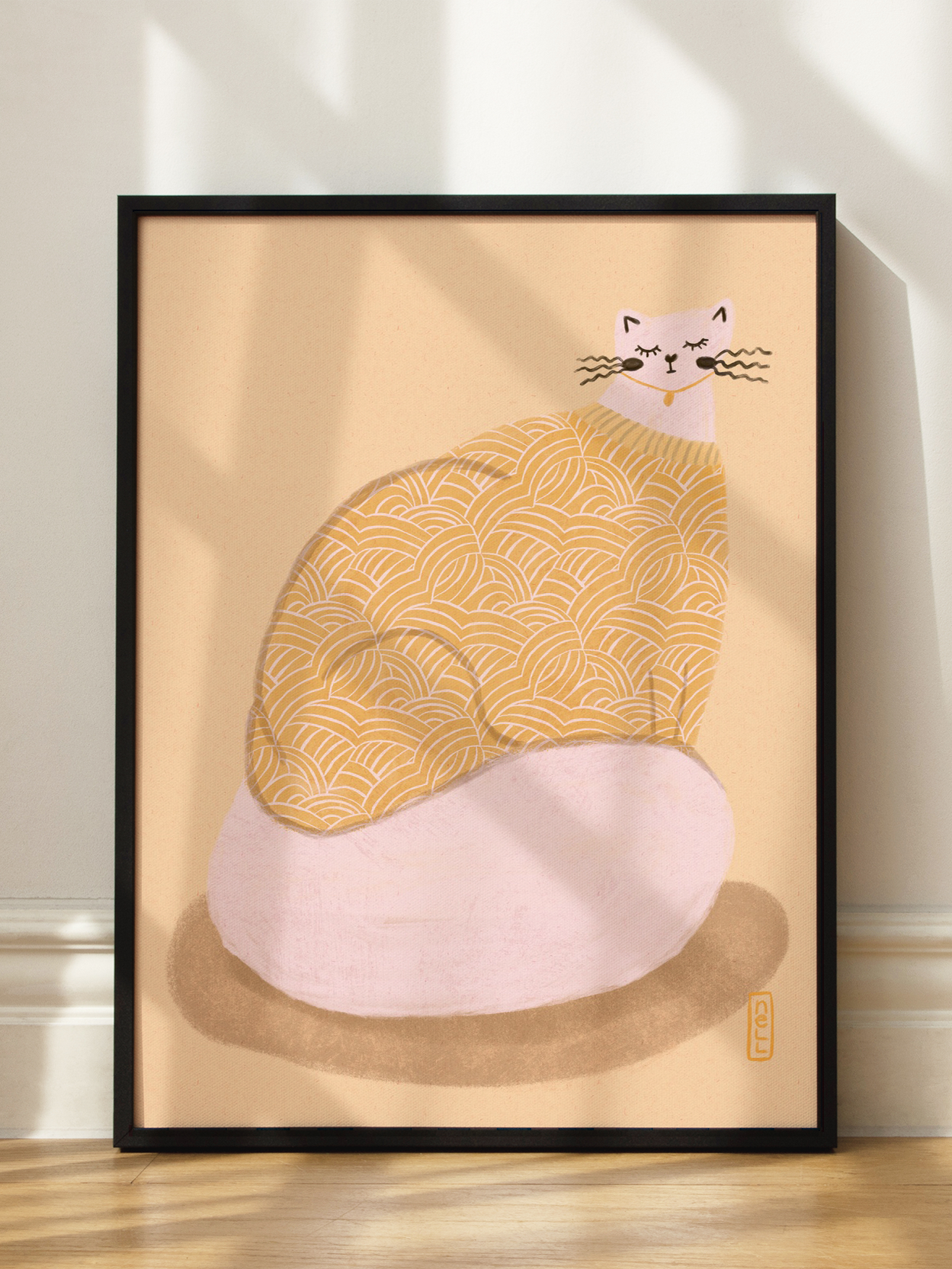 Yellow Cozy Cat Poster
