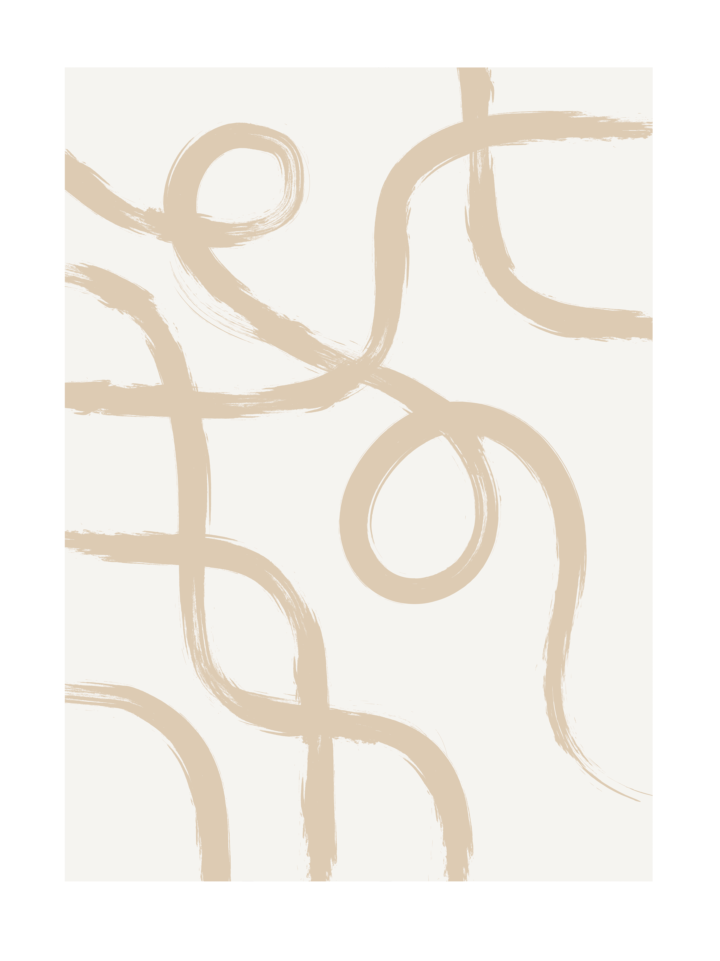 Abstrakte Kunst mit beigen Strichen auf grauem Hintergrund.