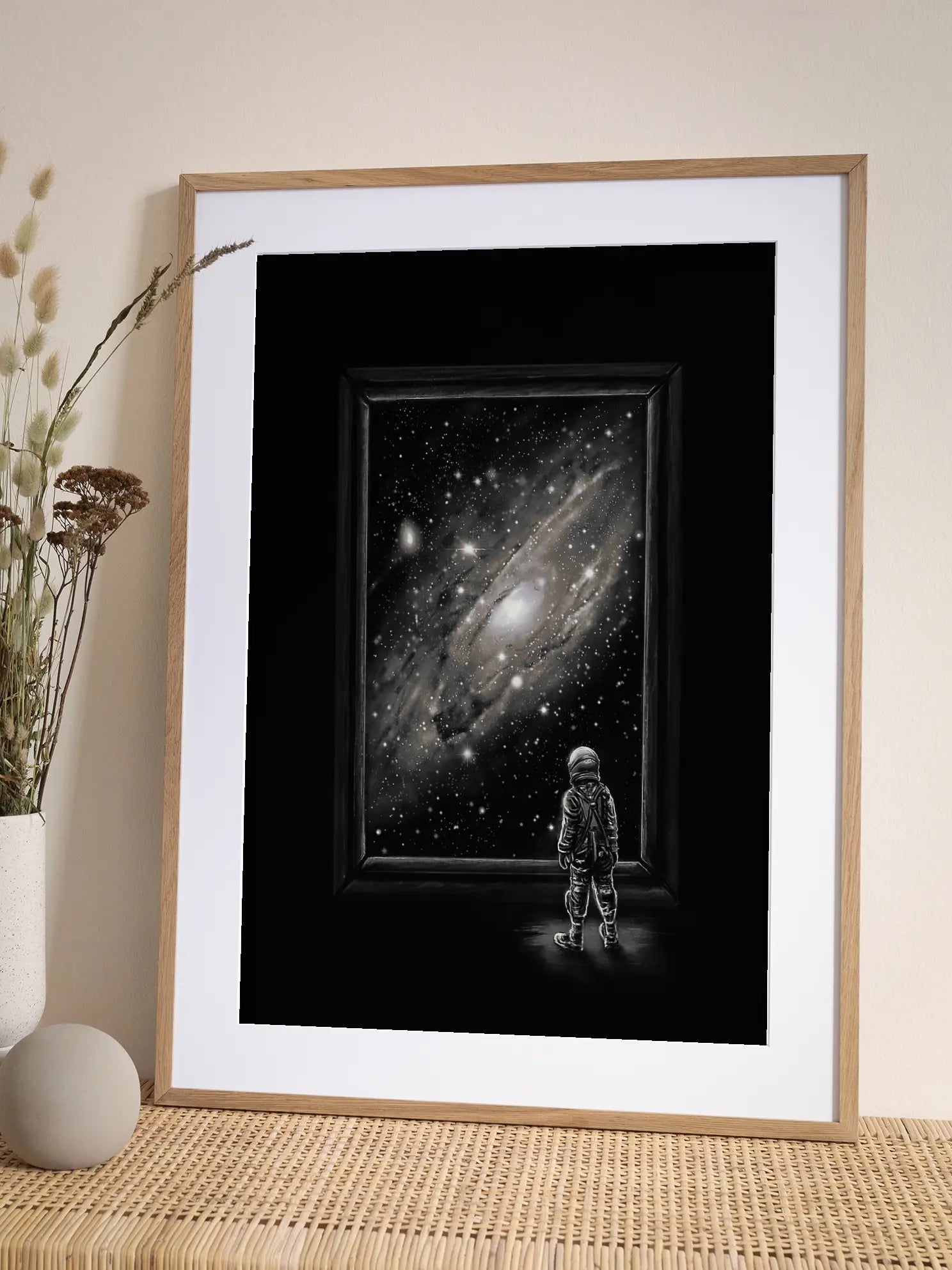 Astronaut Looking at Galaxy Poster