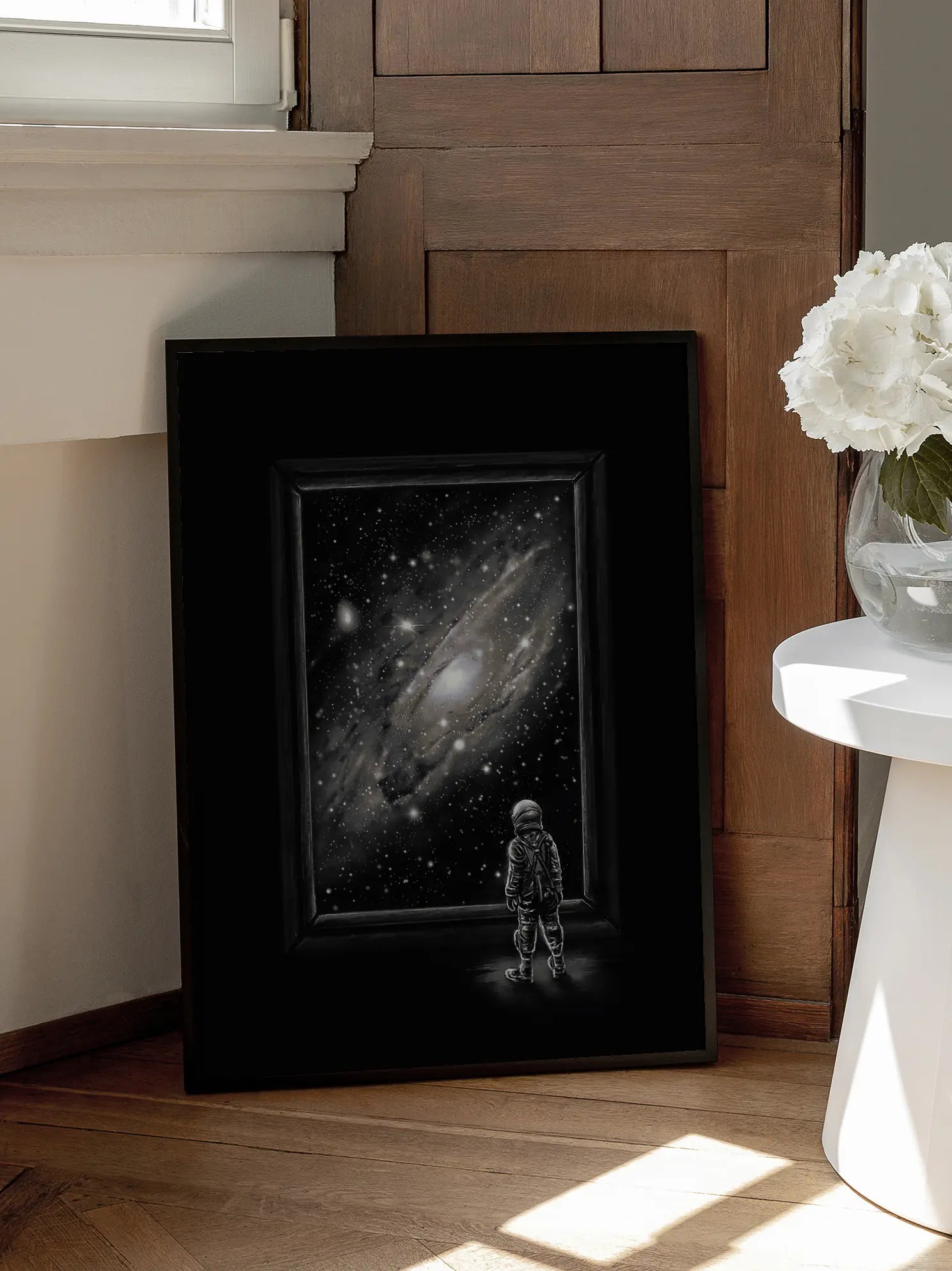 Astronaut Looking at Galaxy Poster