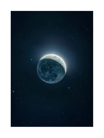 Fotografie des Mondes und der Sterne im Weltraum.