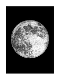 Schwarz-weiß-Illustration des Mondes vor einem schwarzen Hintergrund.