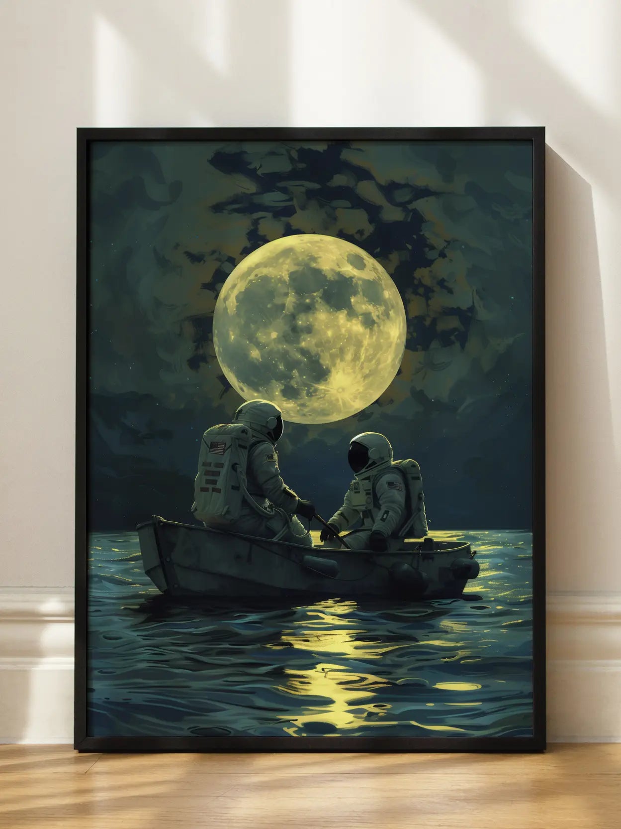 Astronauts by the Moon Poster