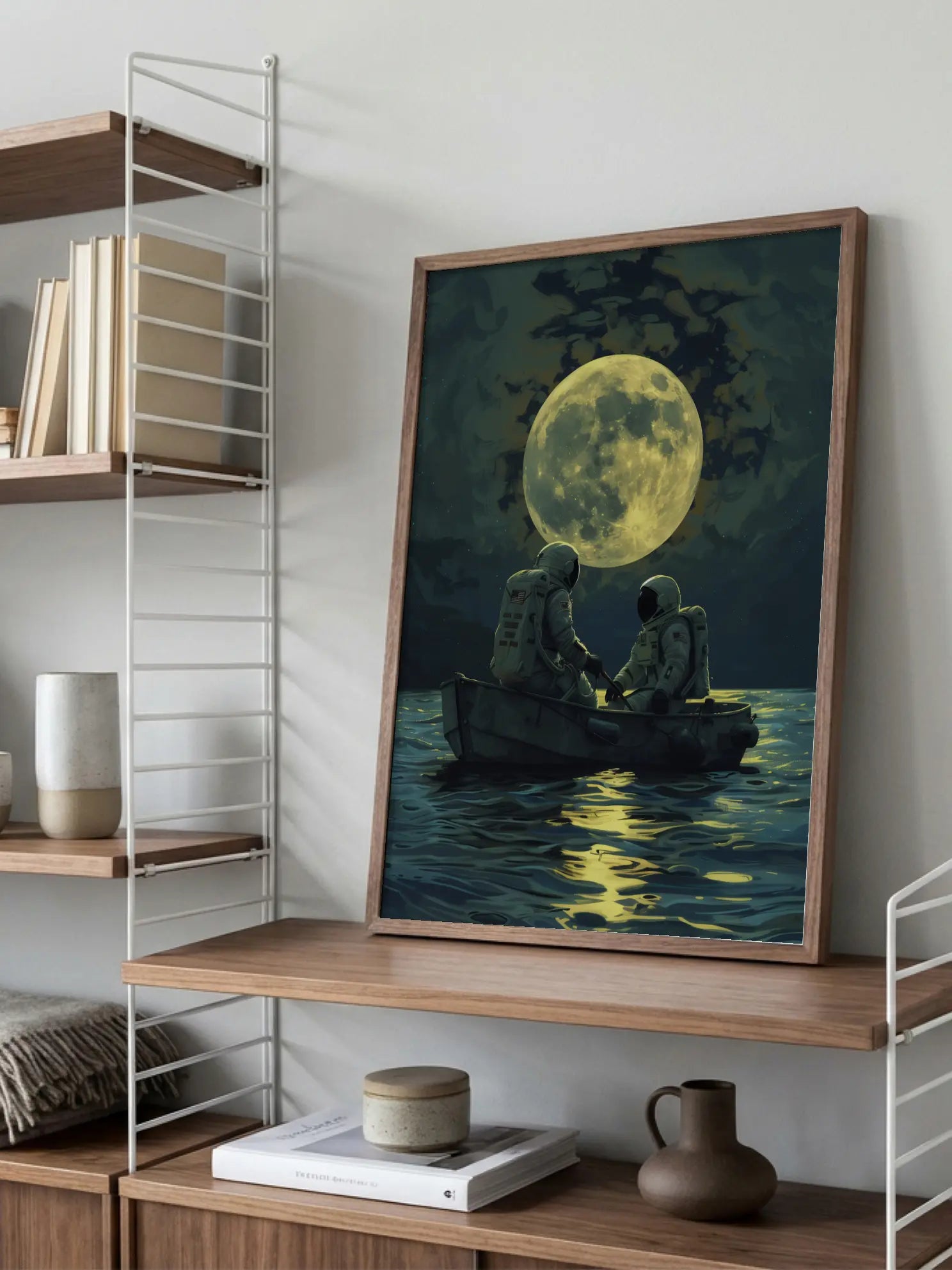 Astronauts by the Moon Poster