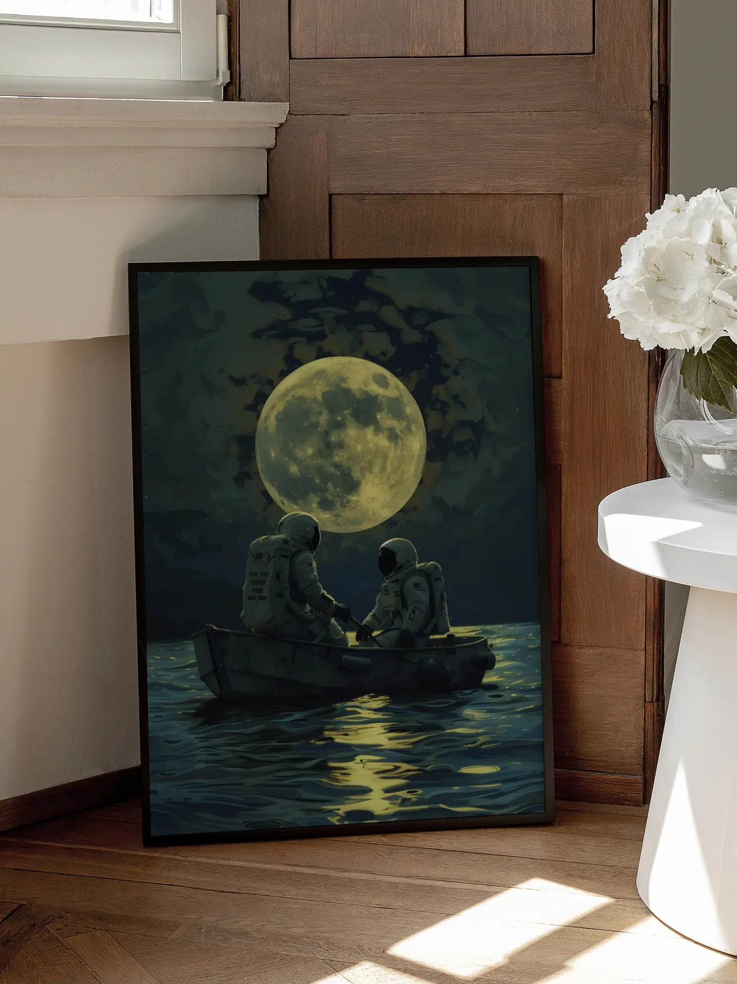 Astronauts by the Moon Poster