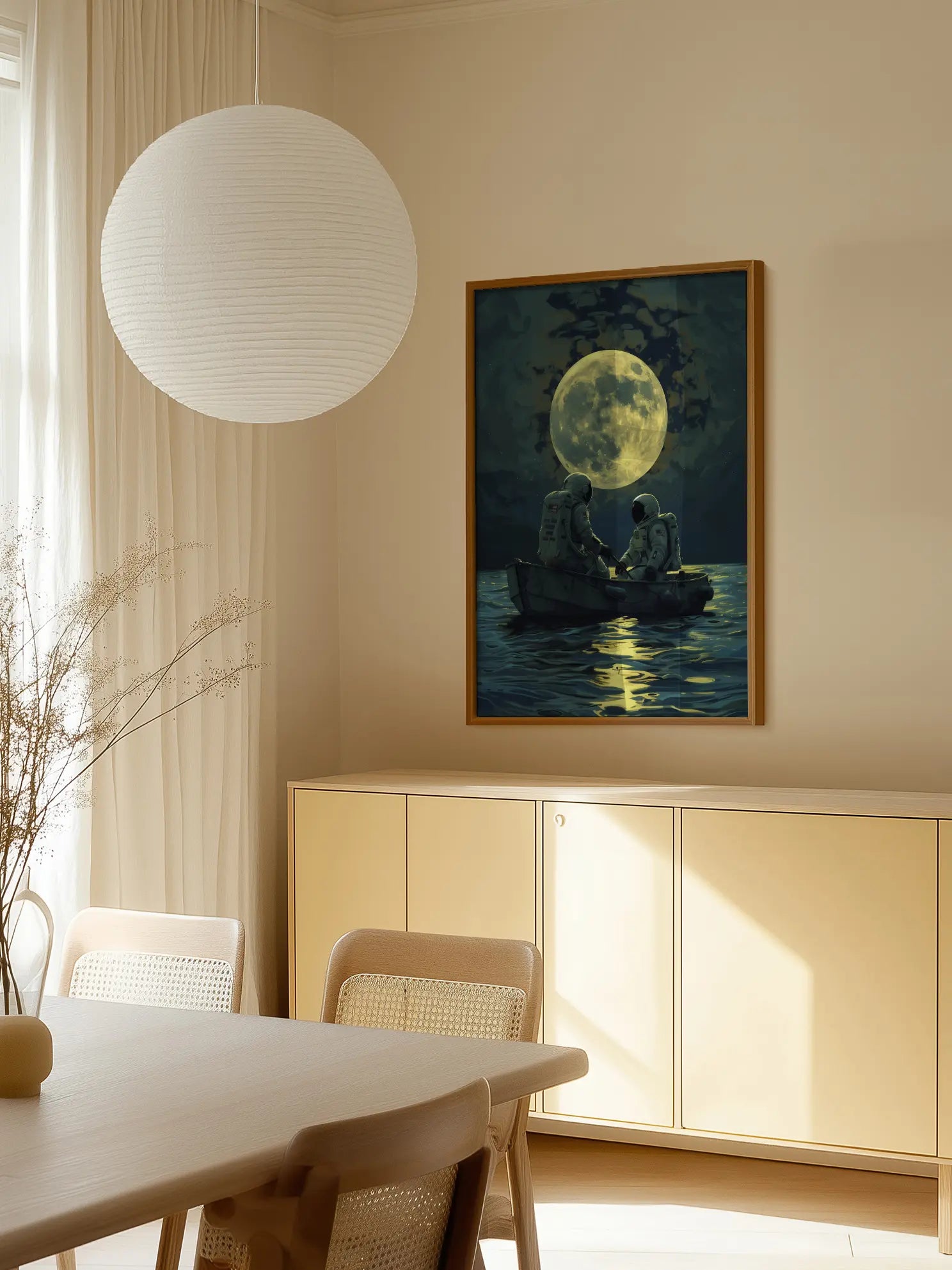 Astronauts by the Moon Poster