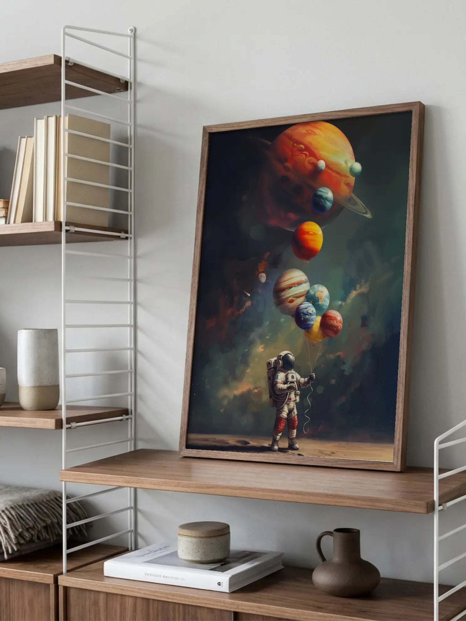 Astronaut Balloons Poster