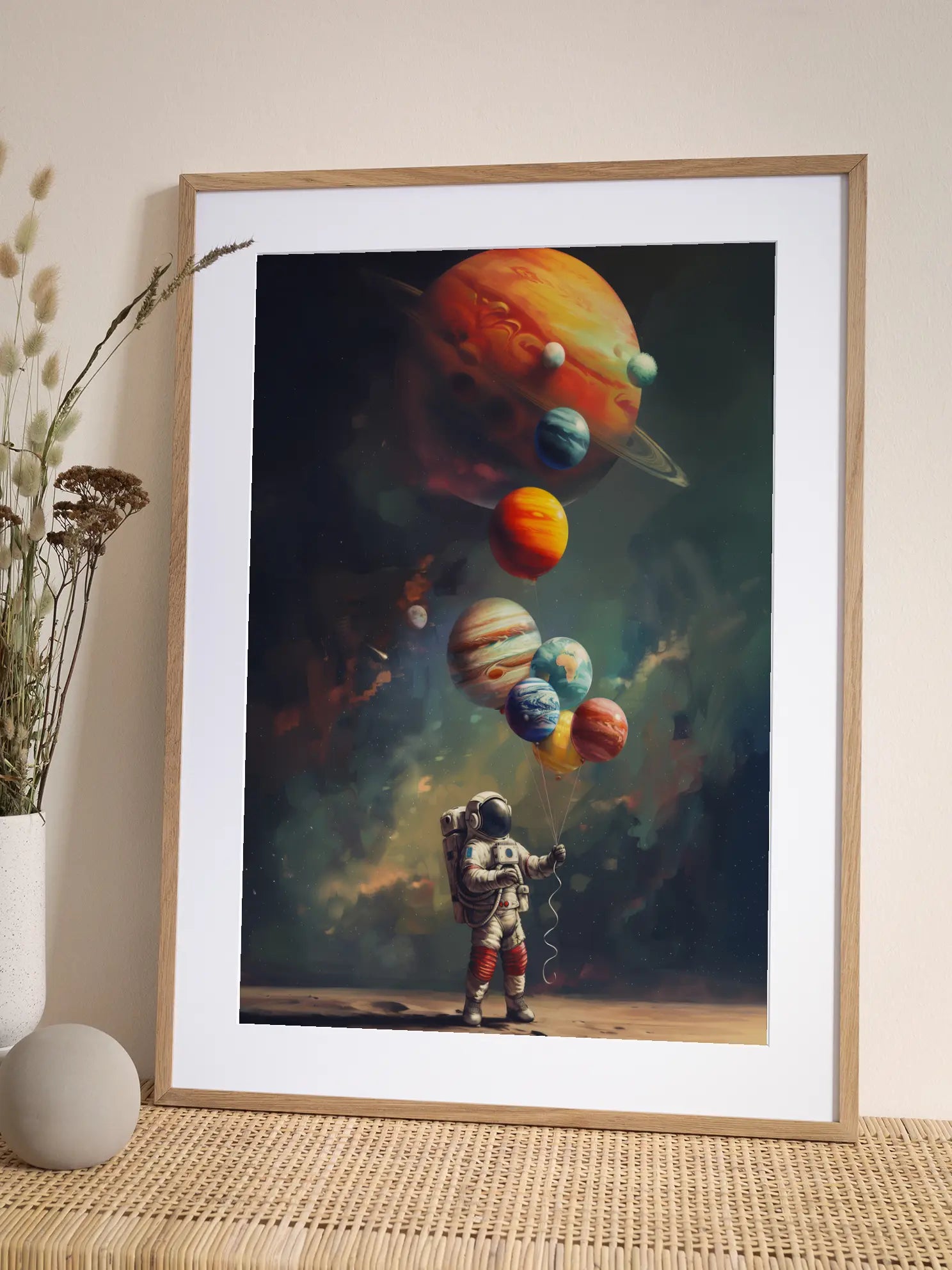 Astronaut Balloons Poster