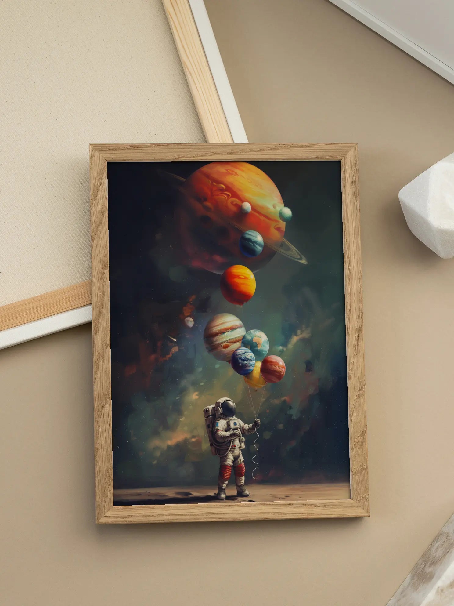 Astronaut Balloons Poster