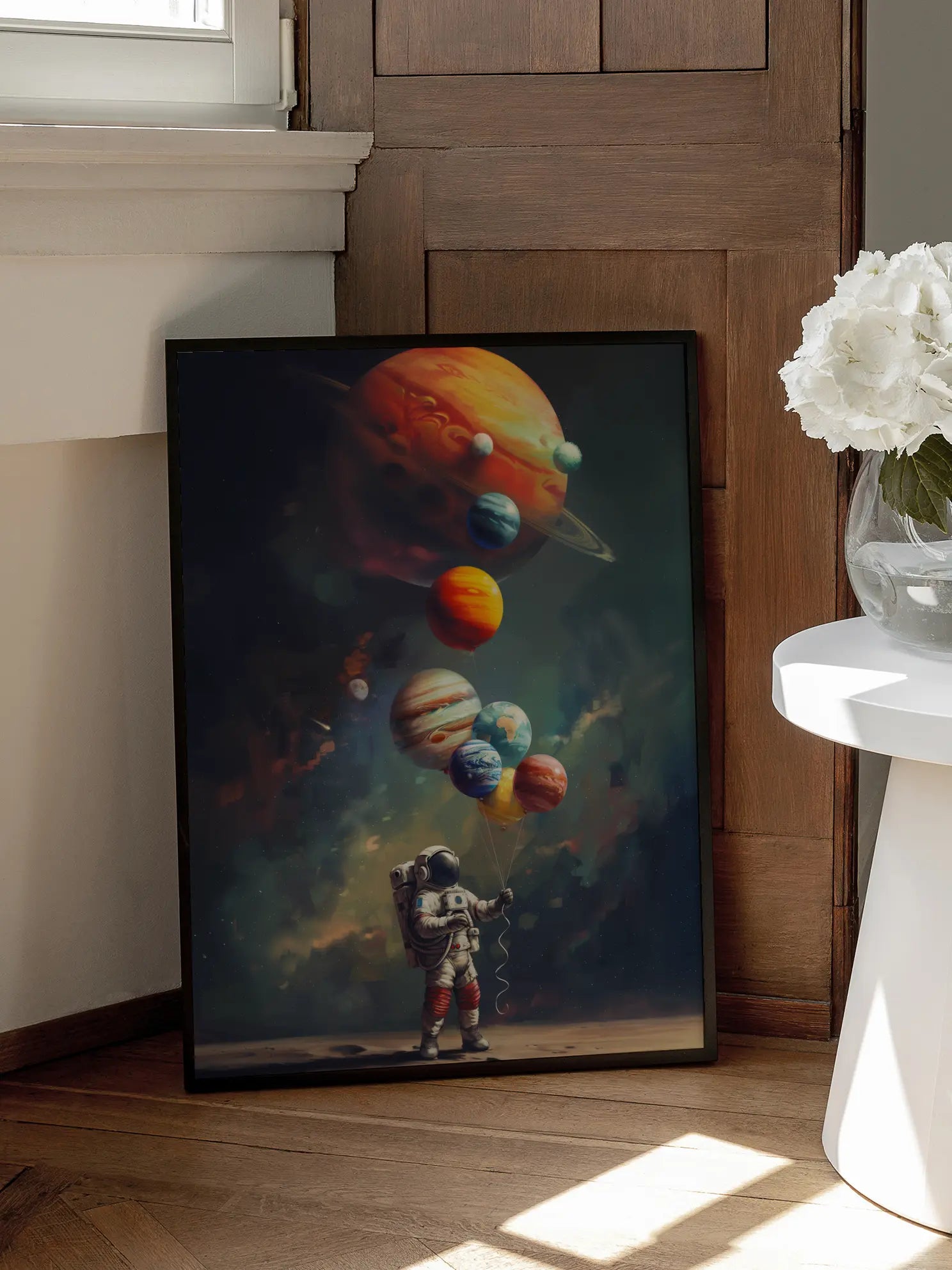 Astronaut Balloons Poster