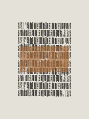 Grafische Illustration eines Musters mit schwarzen und braunen Linien auf hellgrauem Hintergrund.