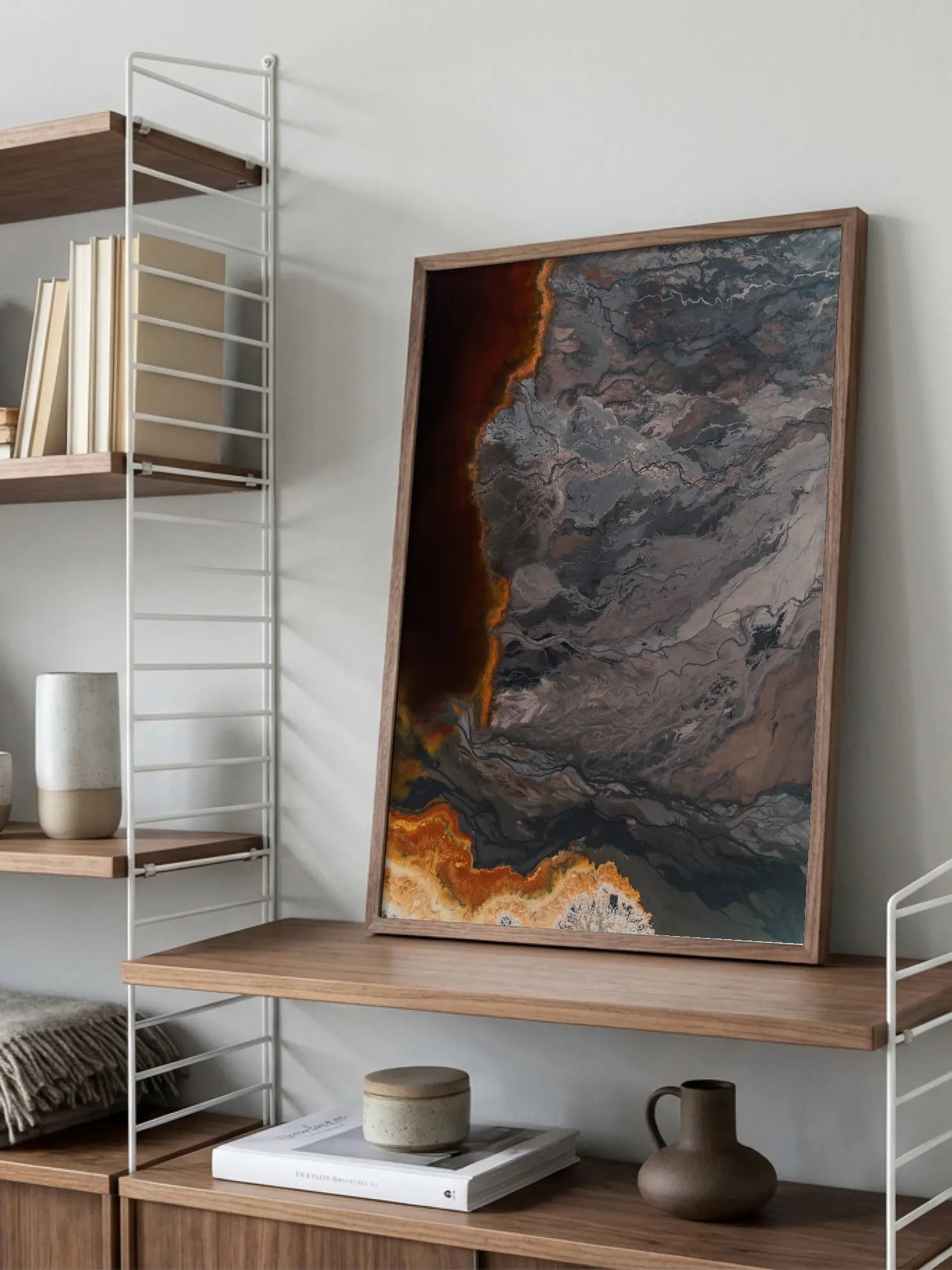 Orange and Grey Abstract Poster