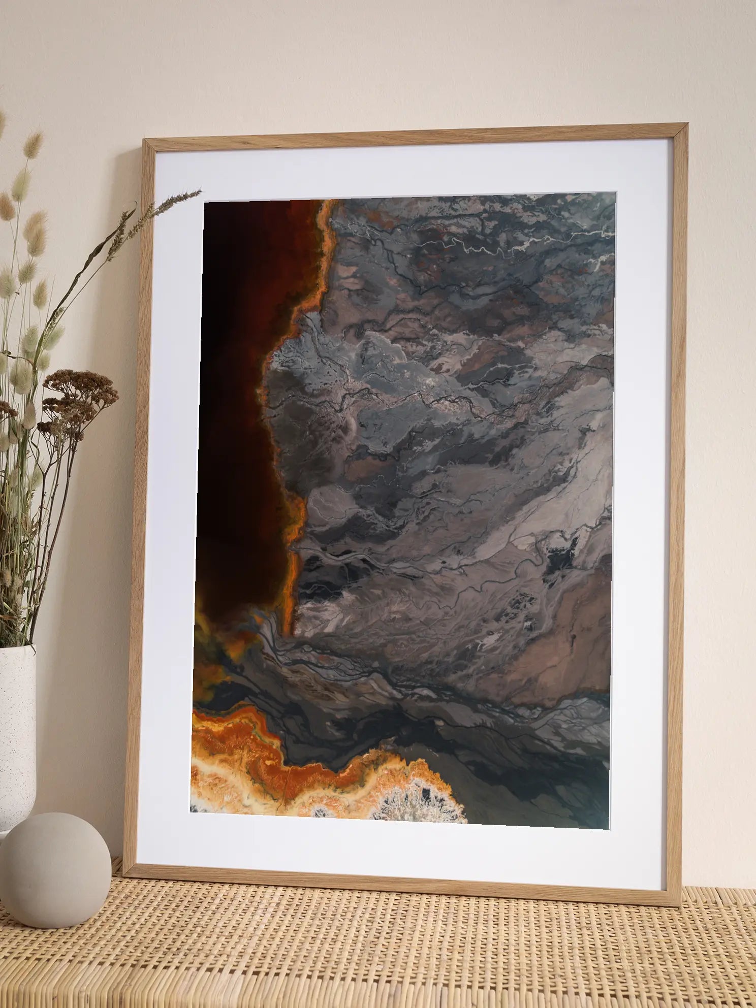 Orange and Grey Abstract Poster