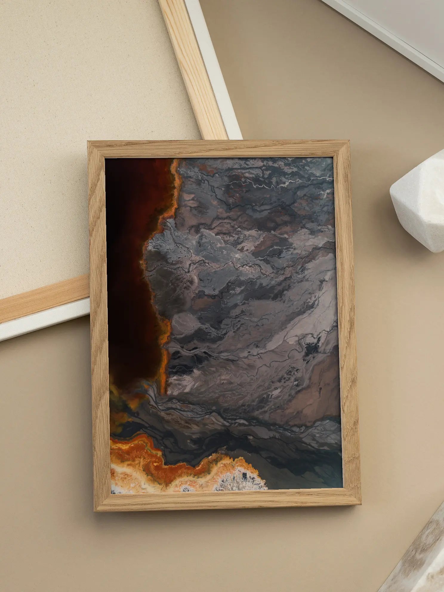 Orange and Grey Abstract Poster