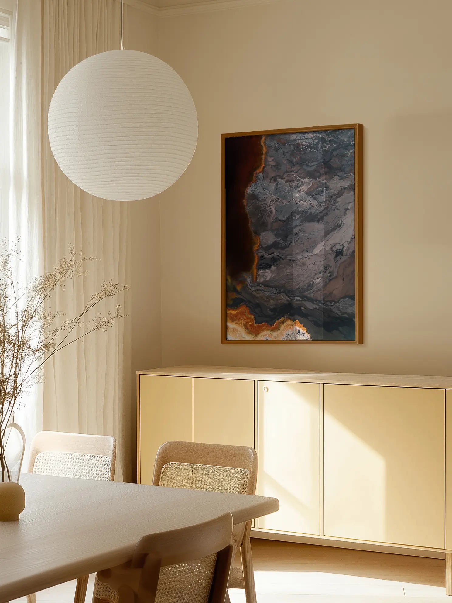 Orange and Grey Abstract Poster