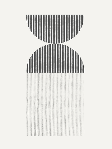 Grafische Illustration mit einem Halbkreis und einem Rechteck mit Linien auf grauem Hintergrund.