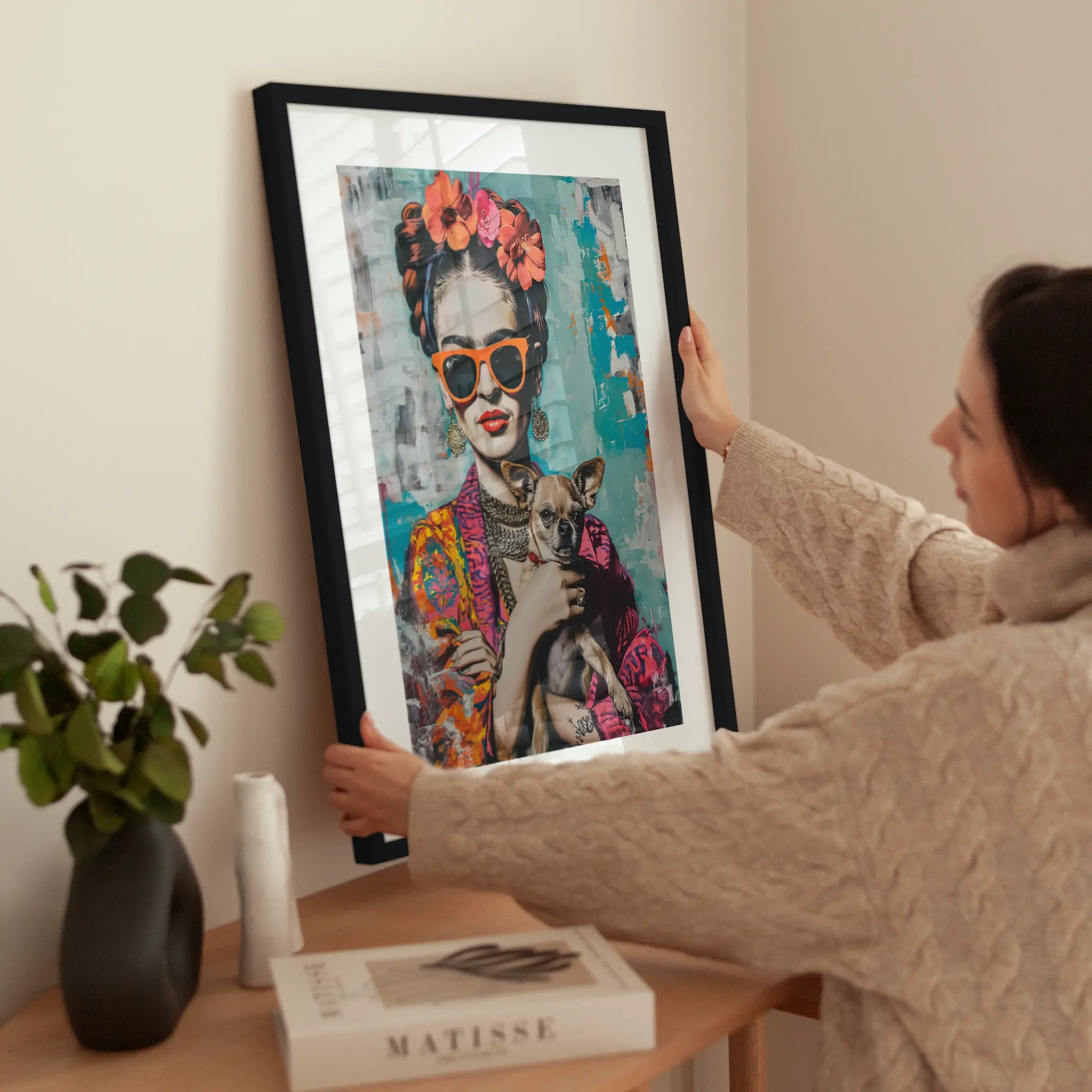 Pop Art Frida Kahlo wird aufgehängt