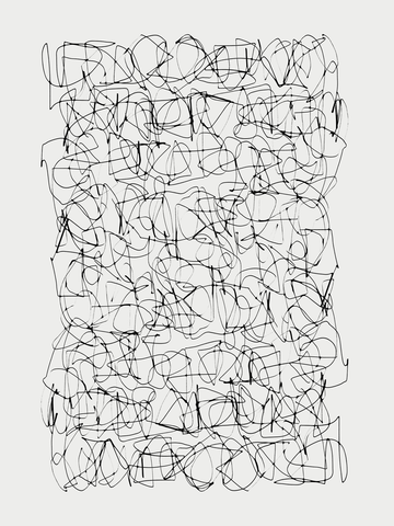 Schwarz-weiß-Illustration mit abstrakten Formen auf grauem Hintergrund.