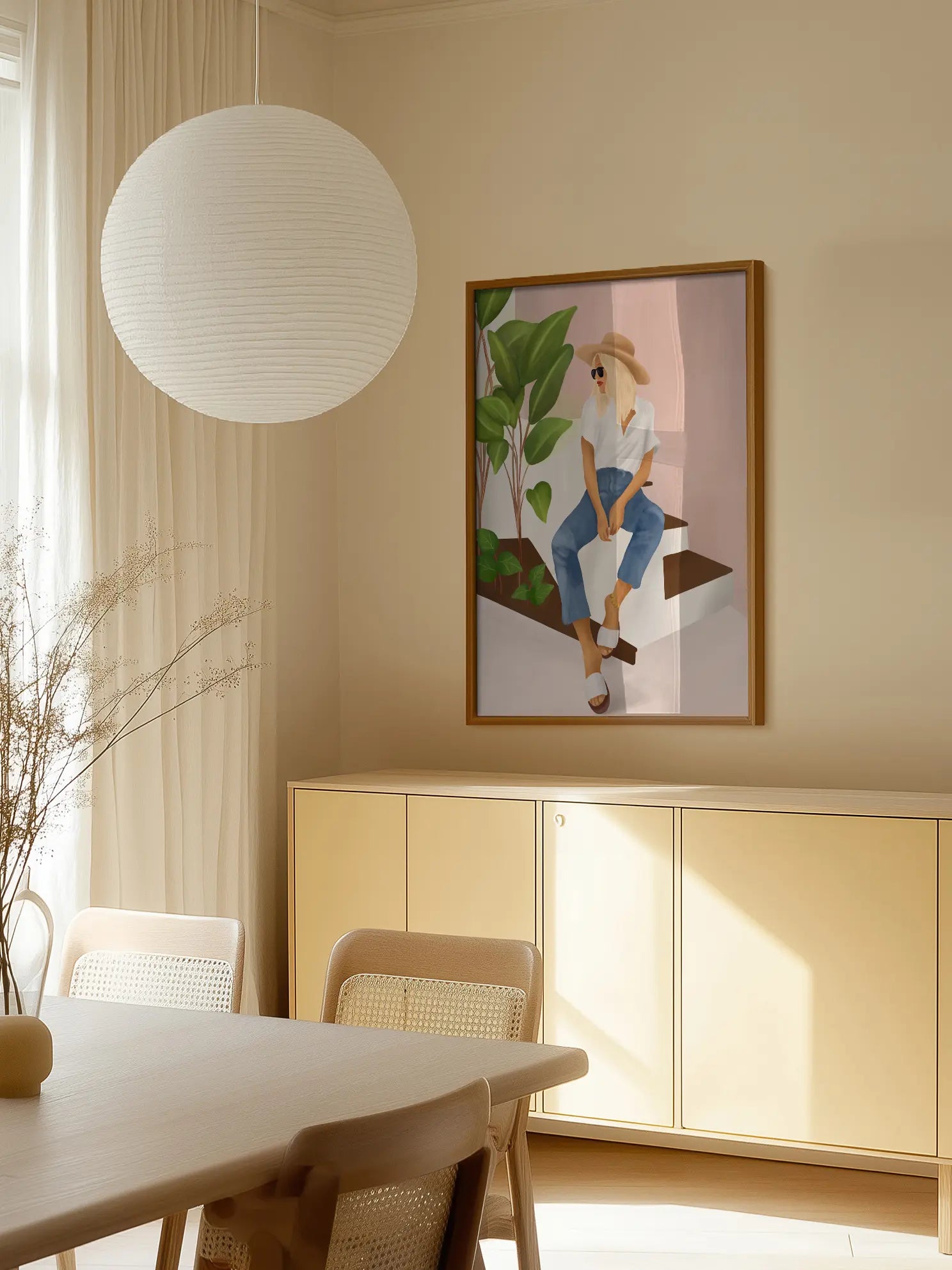 A Woman Sitting On Stairs Poster