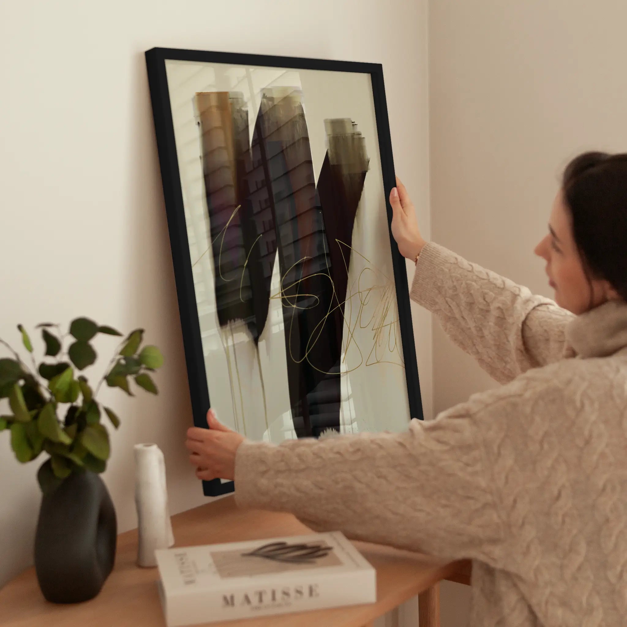 Abstract Art Strokes wird aufgehängt