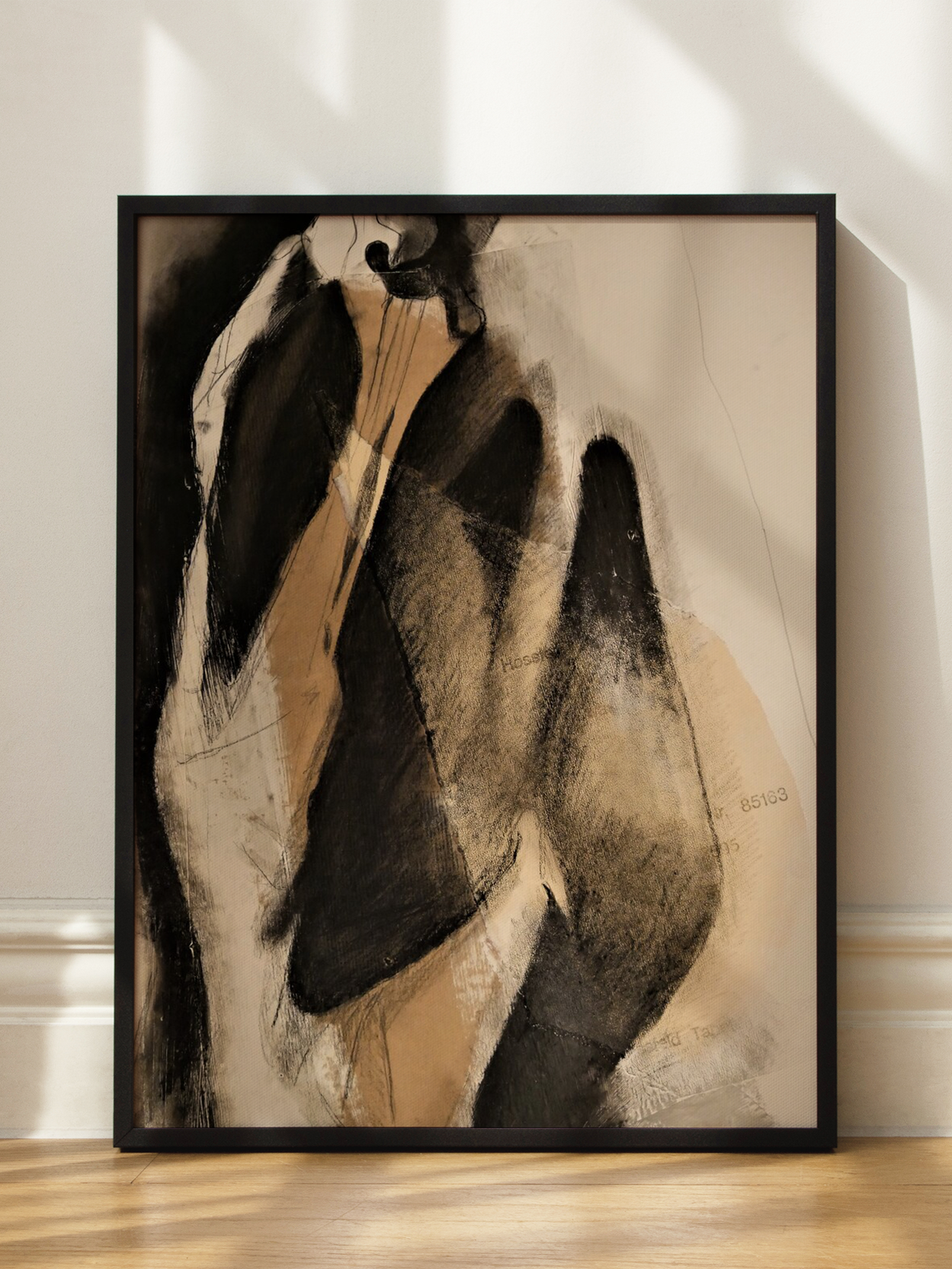 Abstract Art in Black and Beige